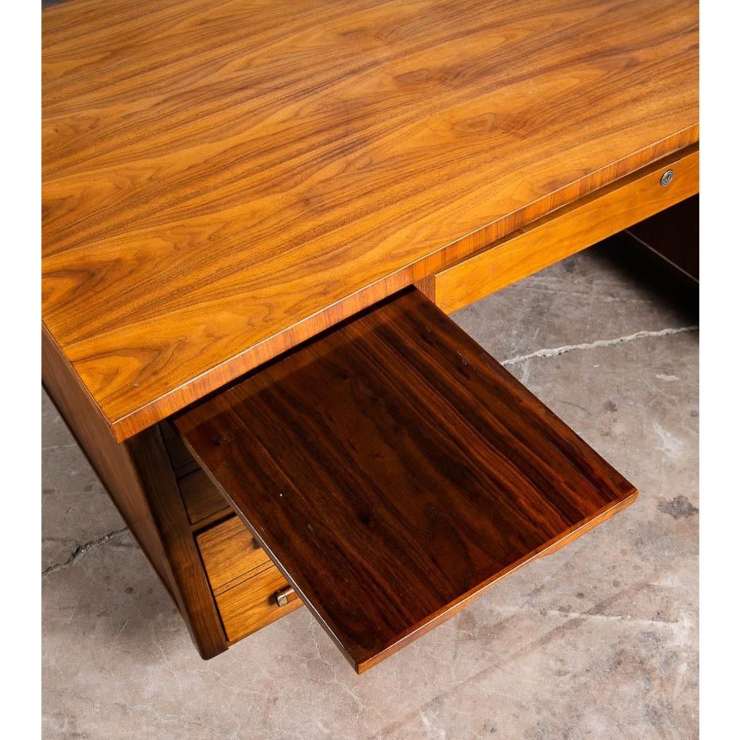Mid Century Modern Walnut 9 Drawer Executive Desk - image-4