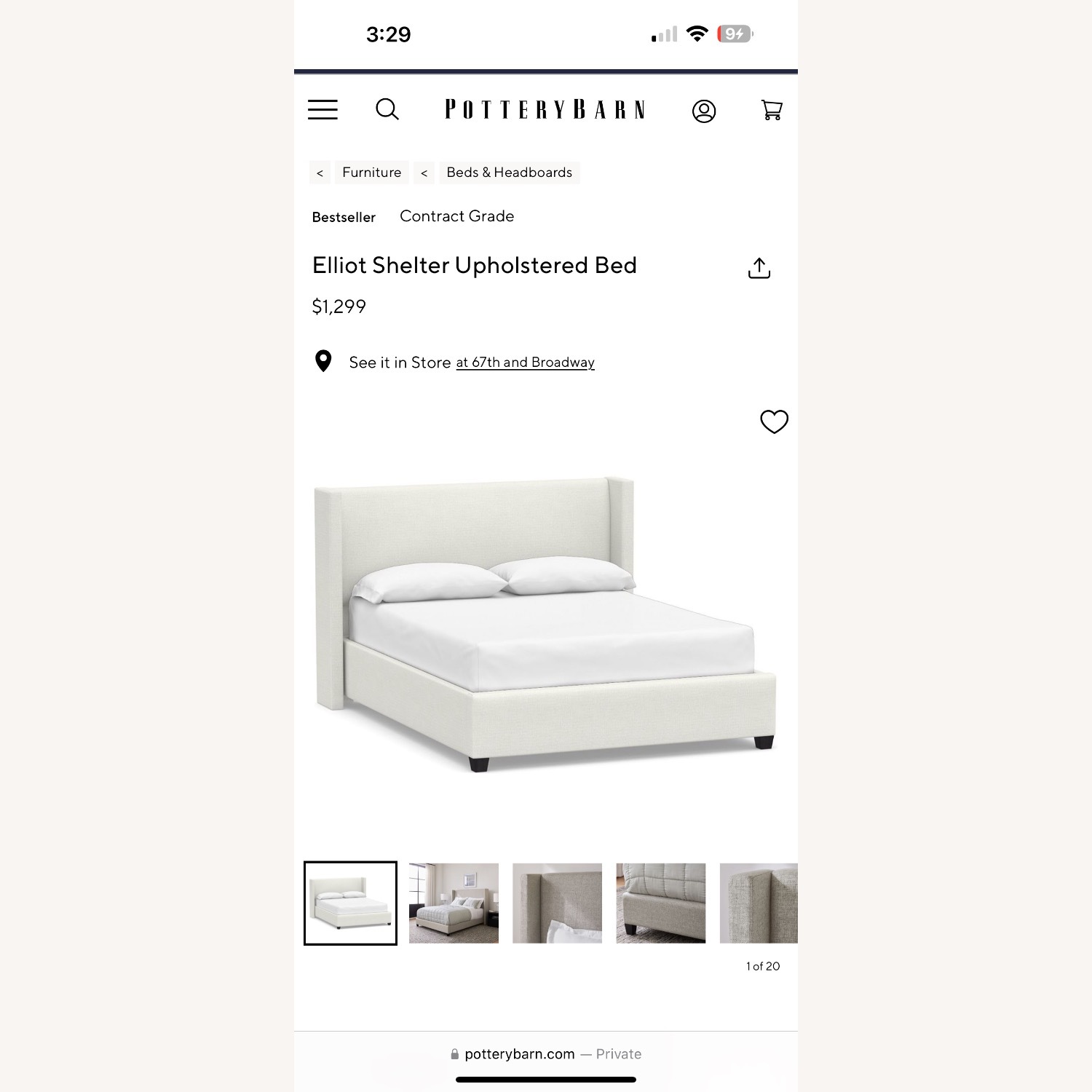 Pottery Barn Elliot Shelter Upholstered King Bed - image-9