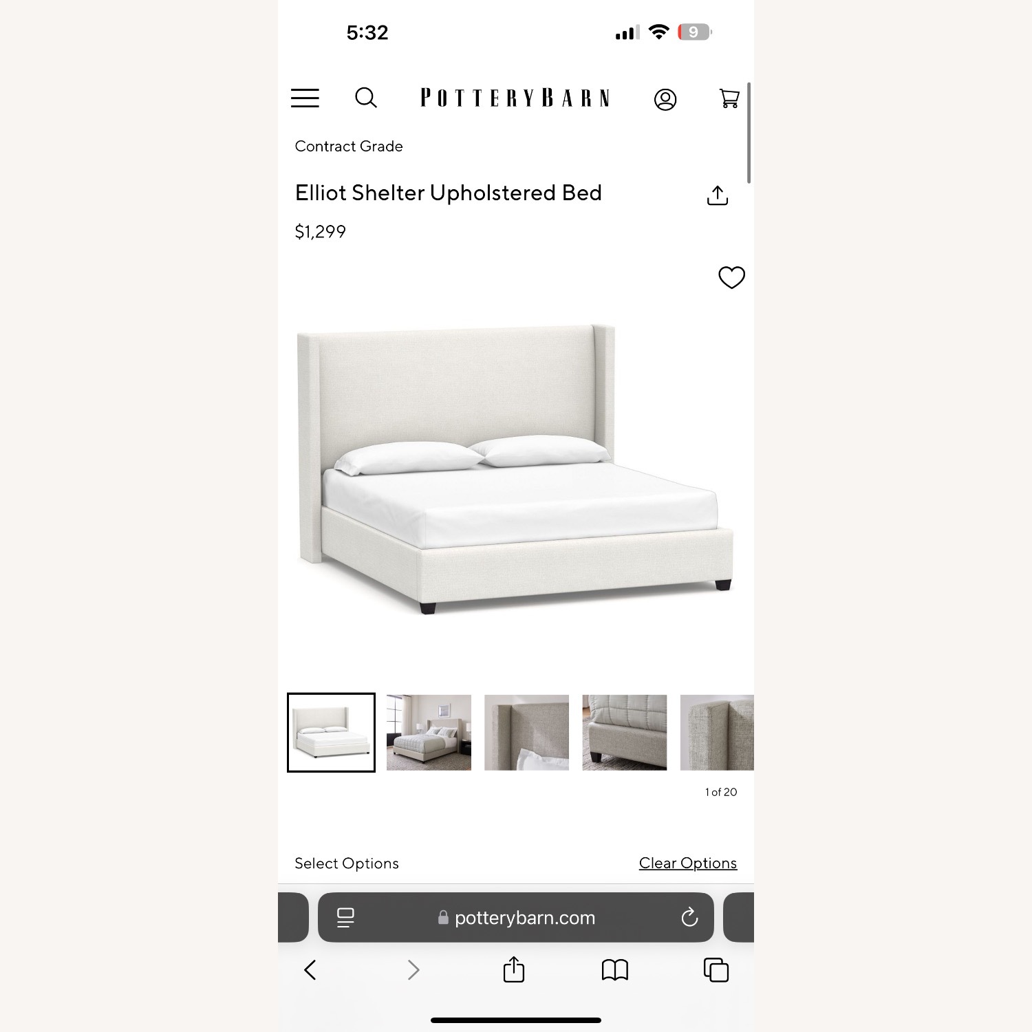 Pottery Barn Elliot Shelter Upholstered King Bed - image-1