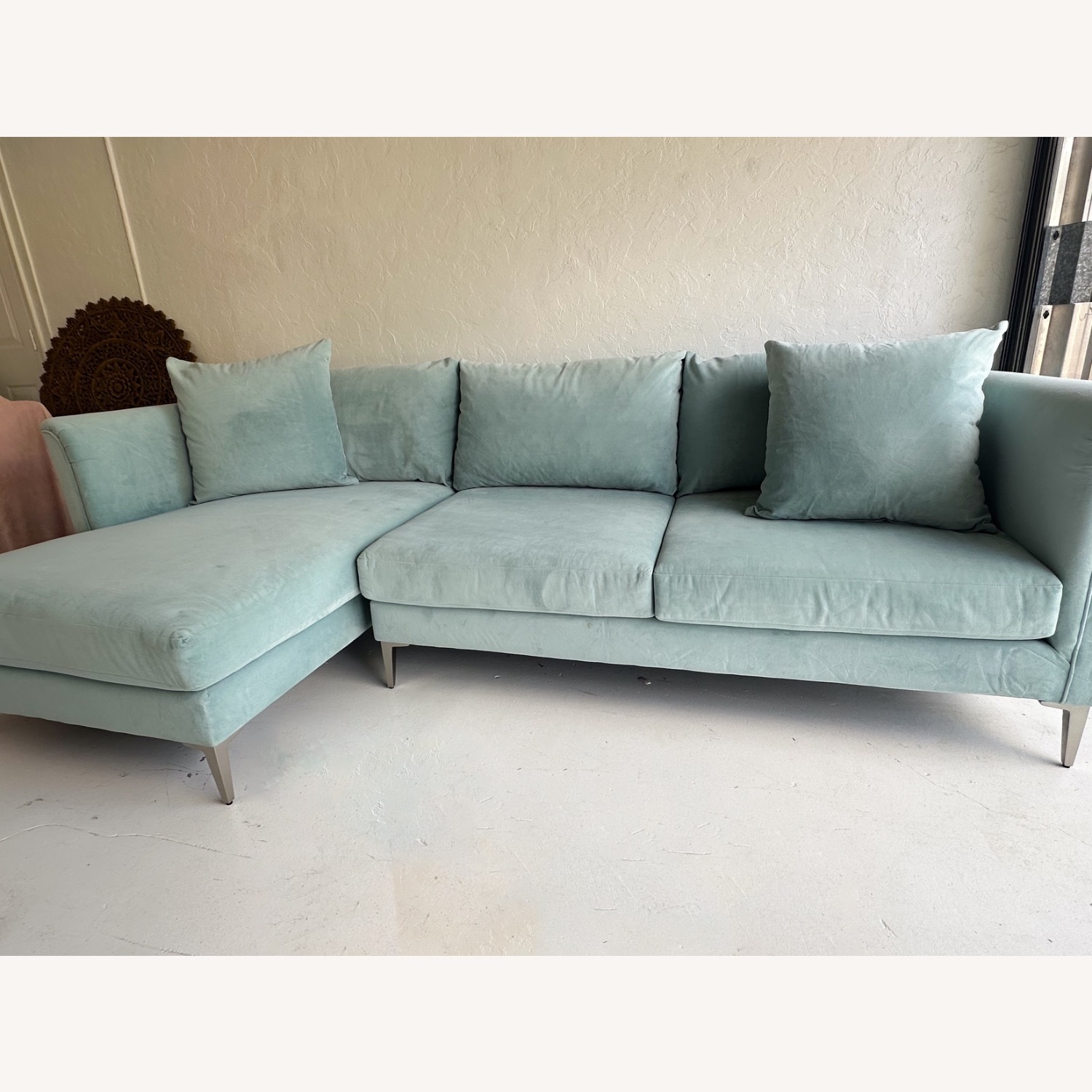 Details Sky Blue Chaise Sectional - 2PC - image-1