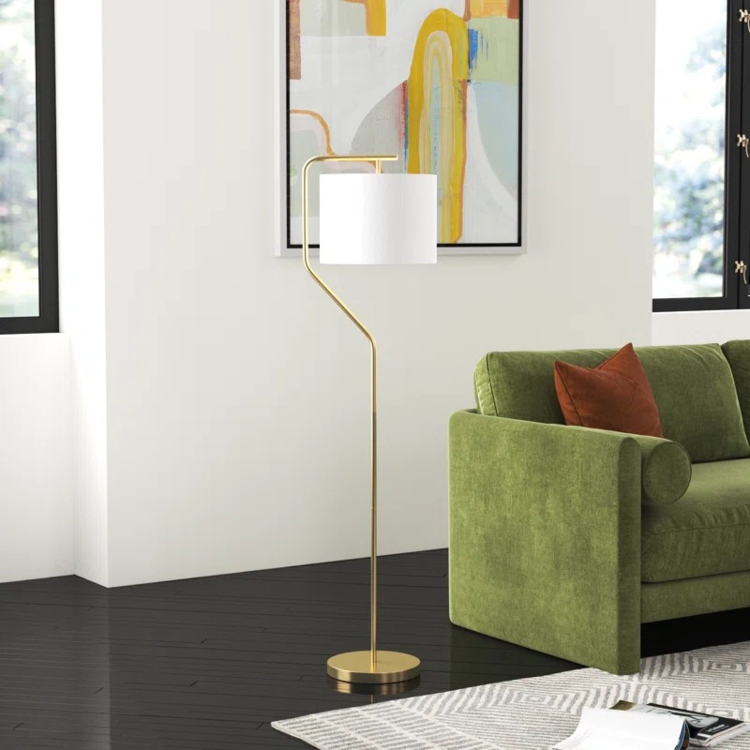 Willa Arlo Rouleau Arched Metal Floor Lamp - image-2