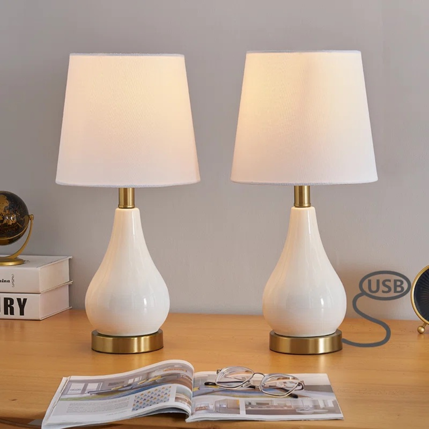 Willa Arlo Conyers Ceramic Table Lamp Set with USB - image-2