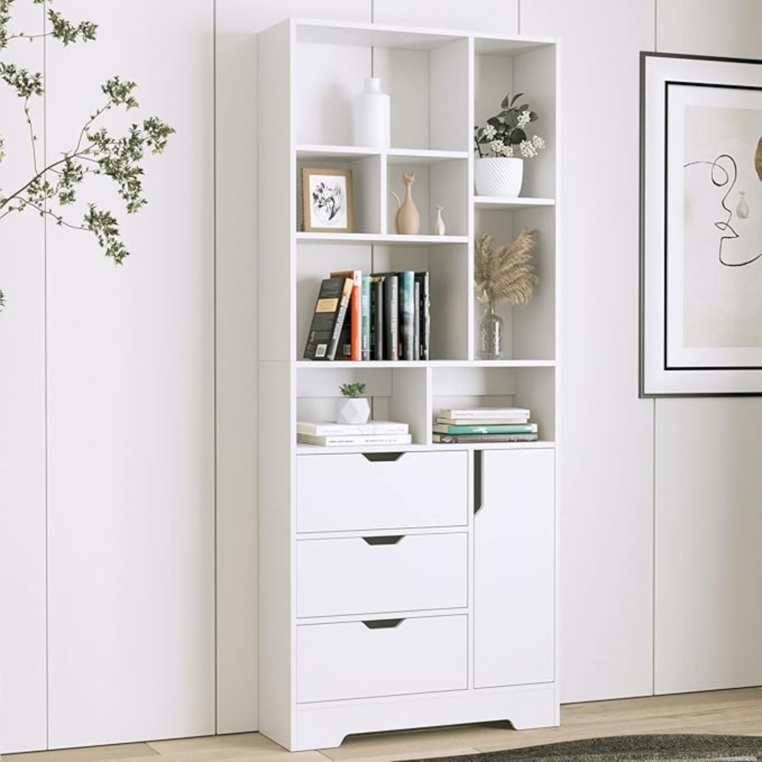 Swjov 3 Drawer White Bookcase - image-4