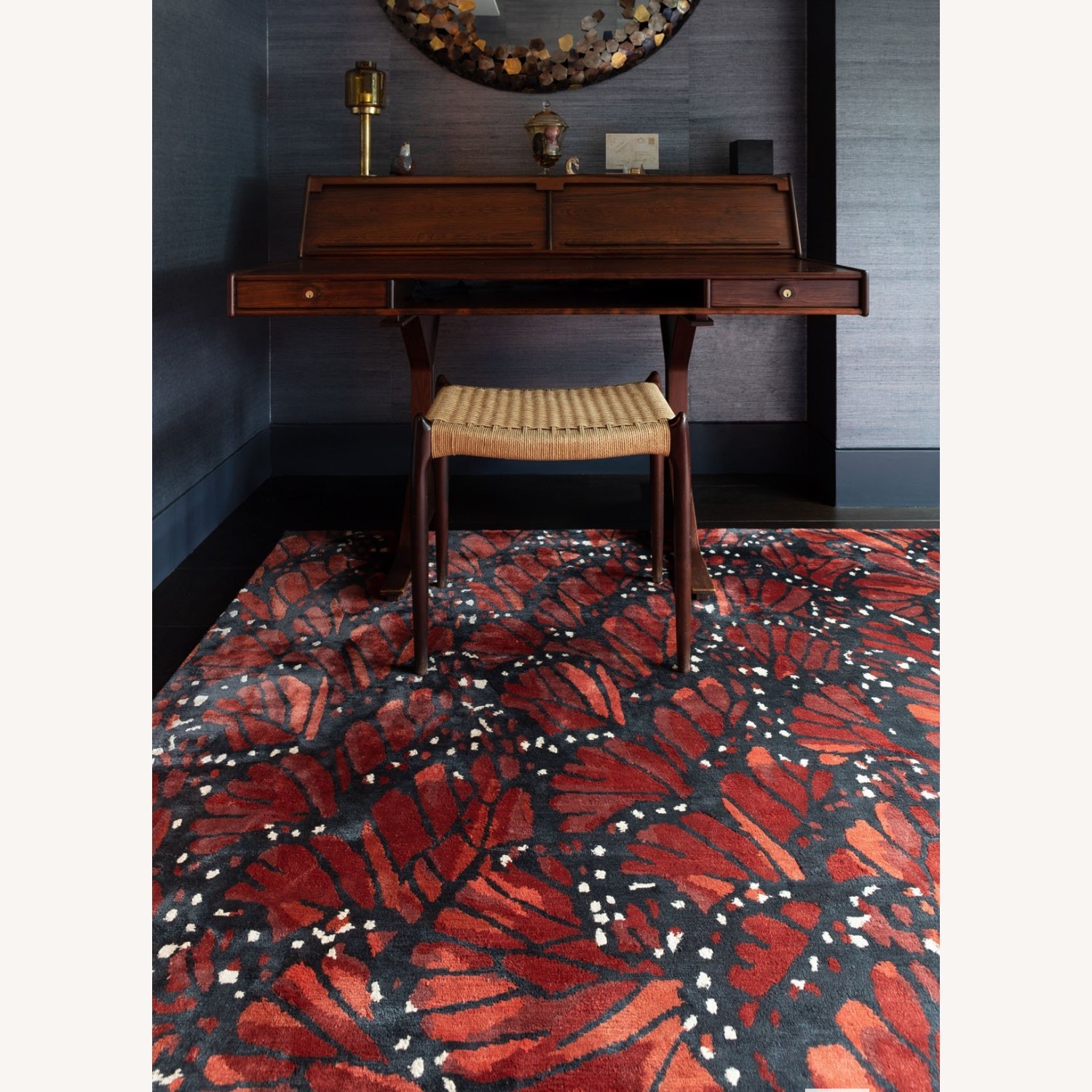 Alexander McQueen Monarch Fire Silk Rug - image-3