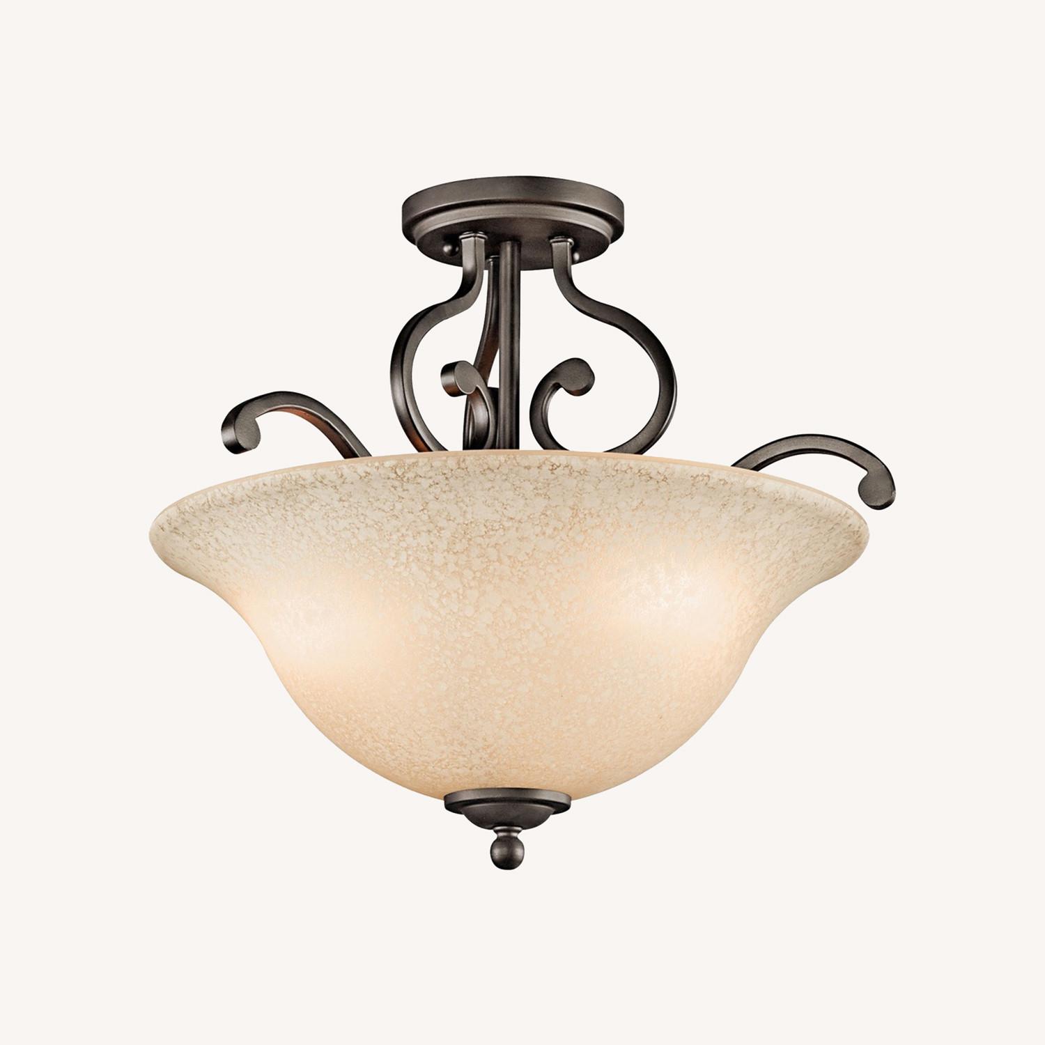 (6) Kichler 18" 3 Light Semi White Tint Glass - image-0