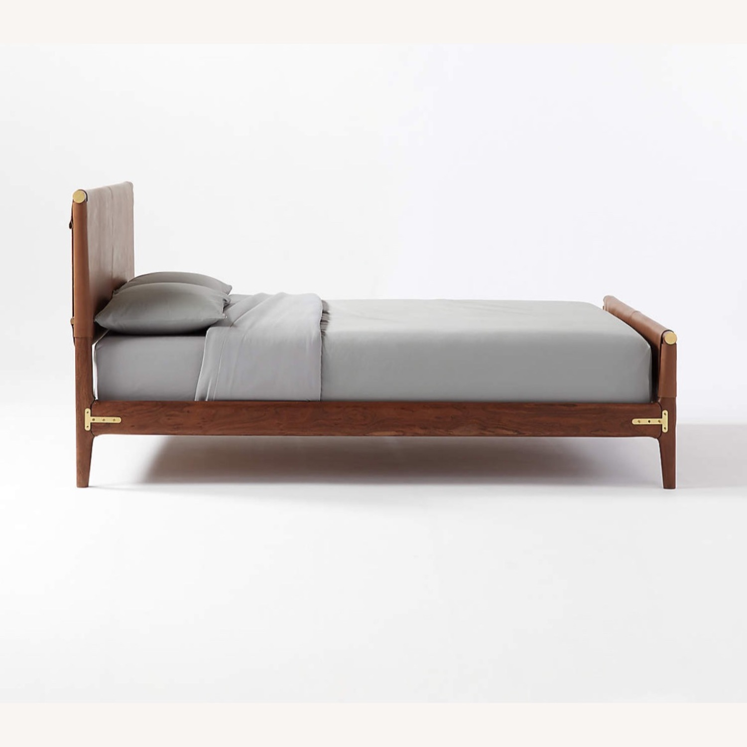 CB2 Queen Leather and Wood Bed Frame - image-2
