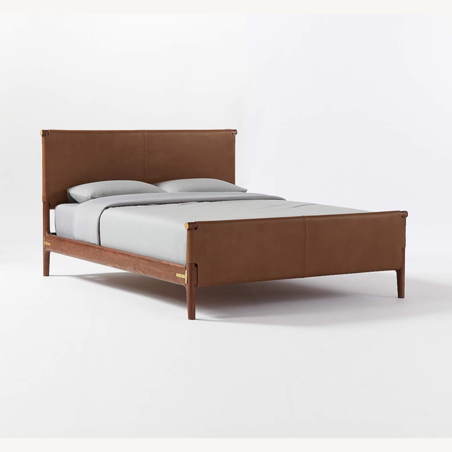 CB2 Queen Leather and Wood Bed Frame - image-3