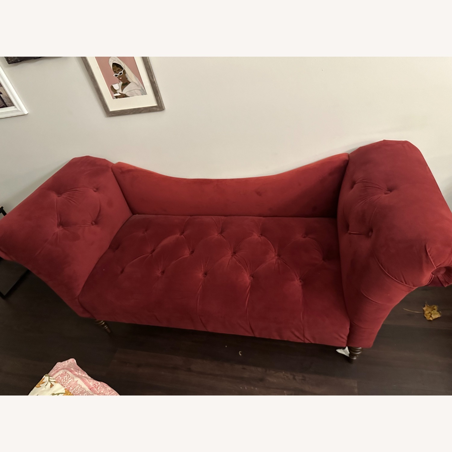 Red Velvet Chaise Lounge - image-1