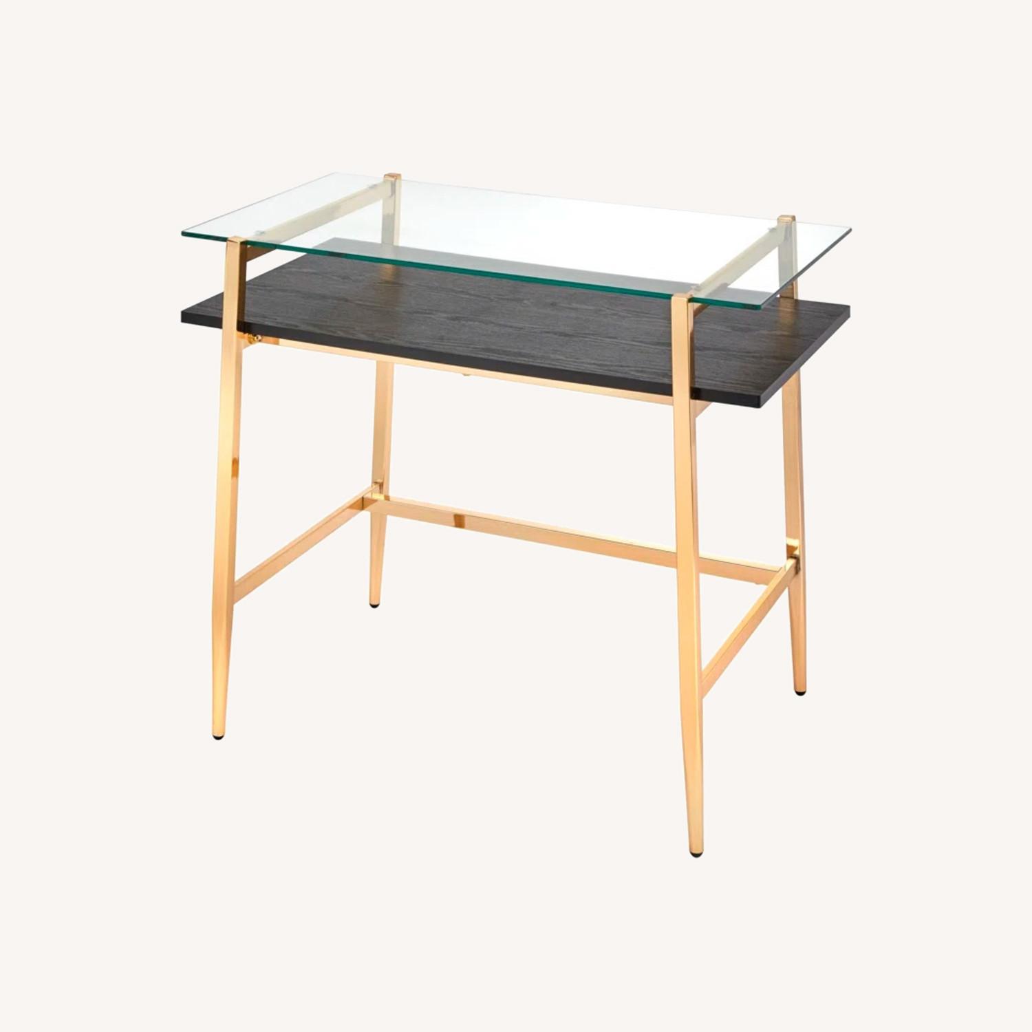 Mercer41 Geri Glass Top Metal Base Writing Desk - image-0