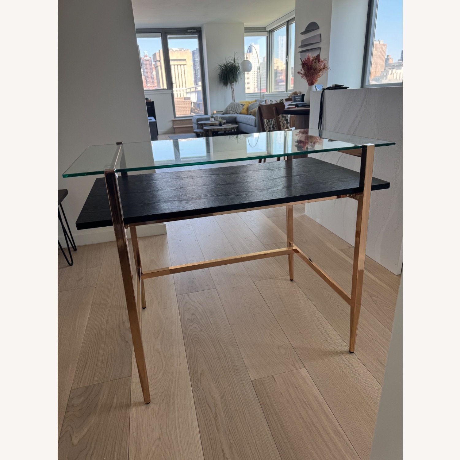 Mercer41 Geri Glass Top Metal Base Writing Desk - image-6