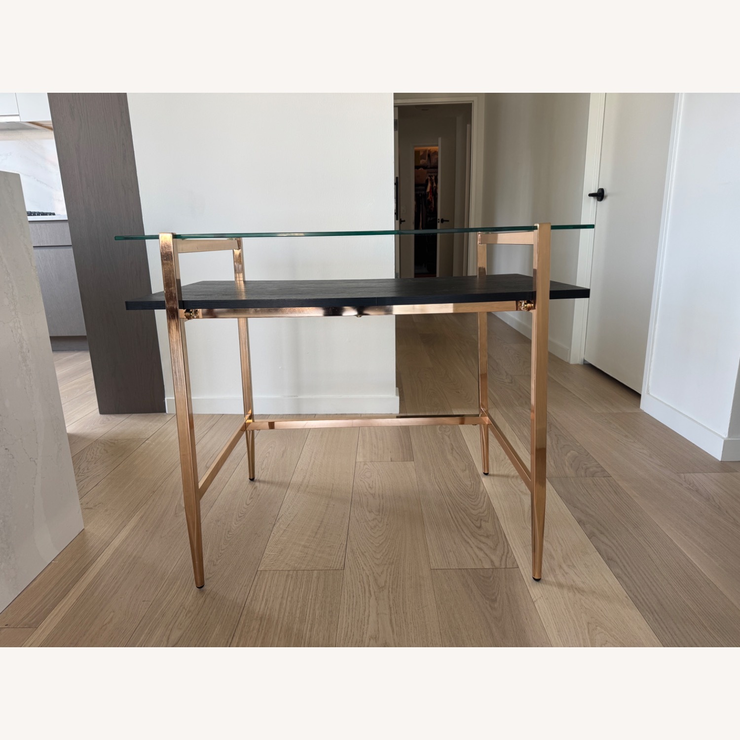 Mercer41 Geri Glass Top Metal Base Writing Desk - image-2