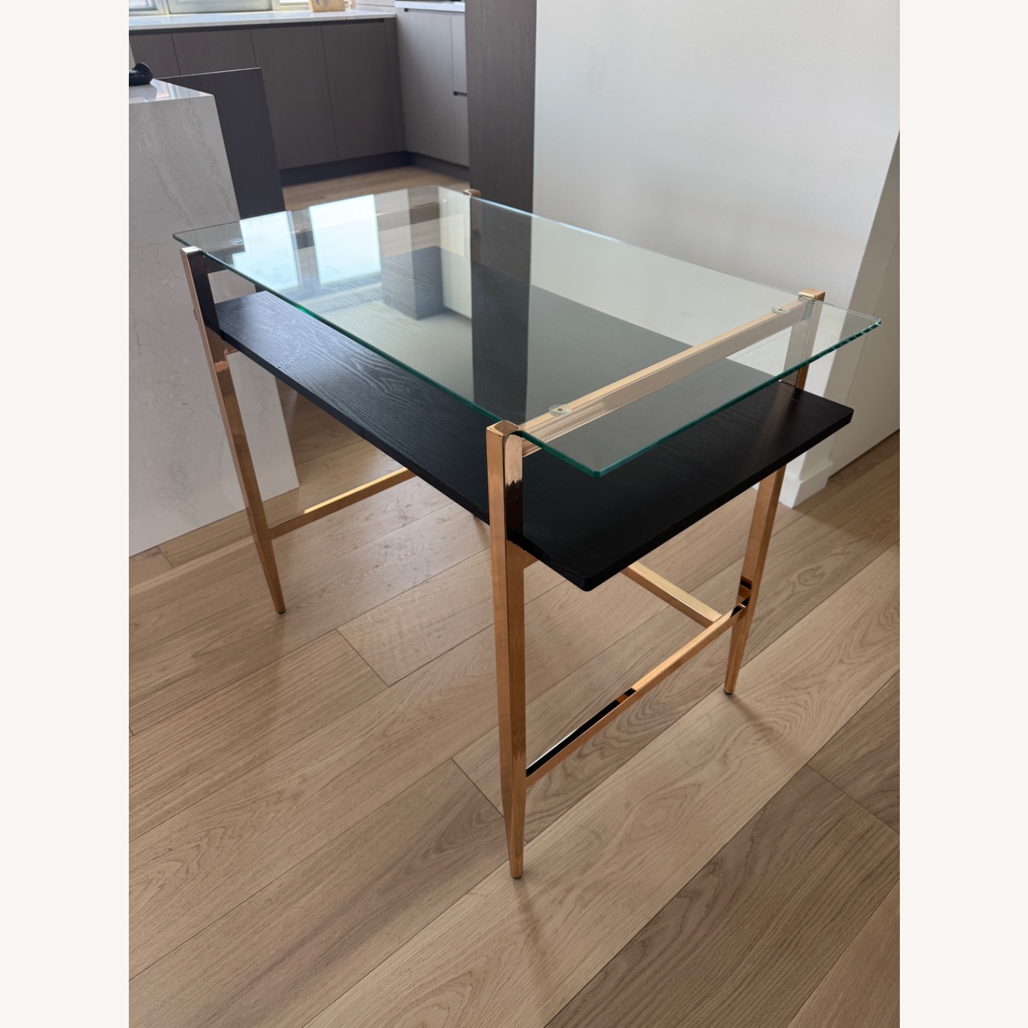 Mercer41 Geri Glass Top Metal Base Writing Desk - image-3