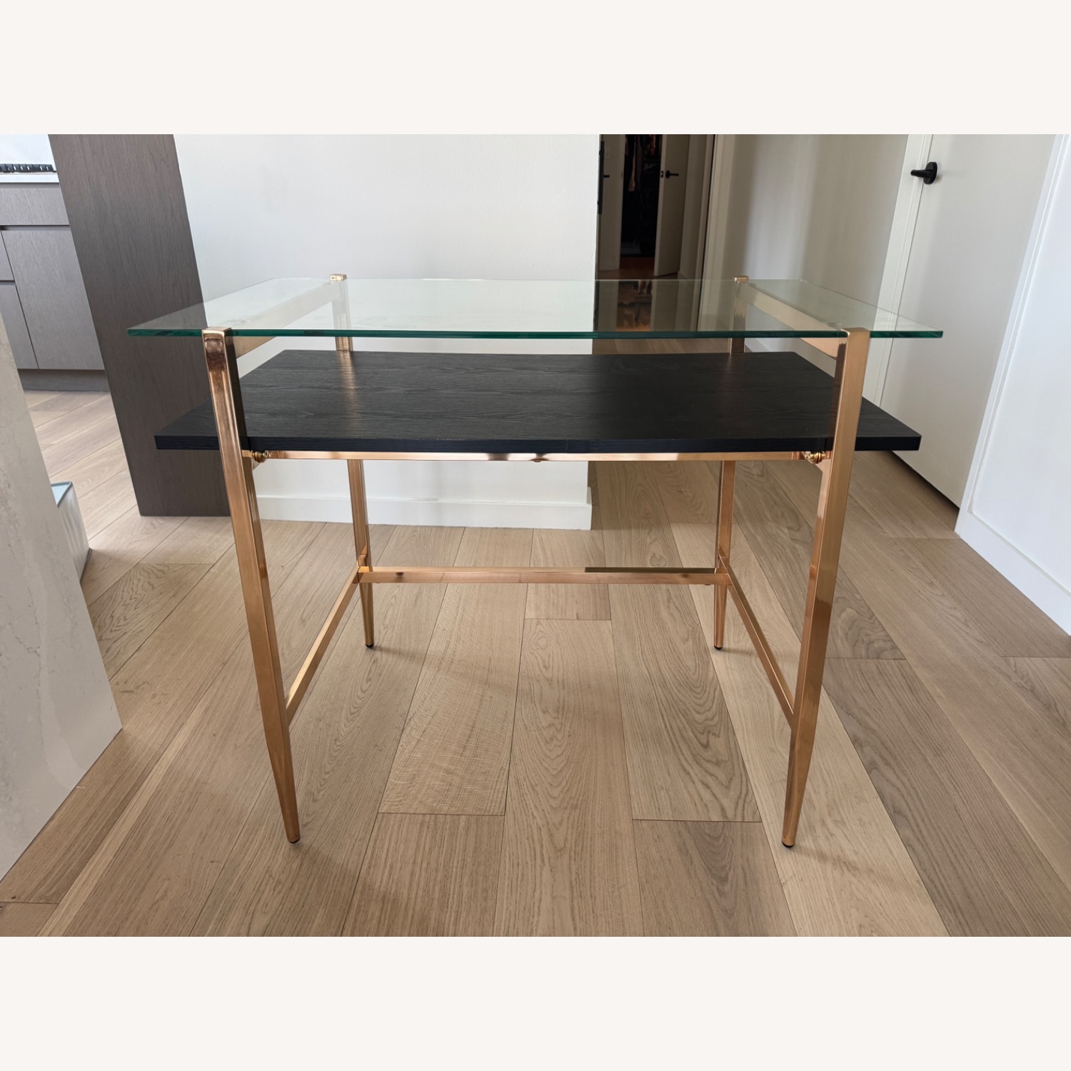 Mercer41 Geri Glass Top Metal Base Writing Desk - image-4