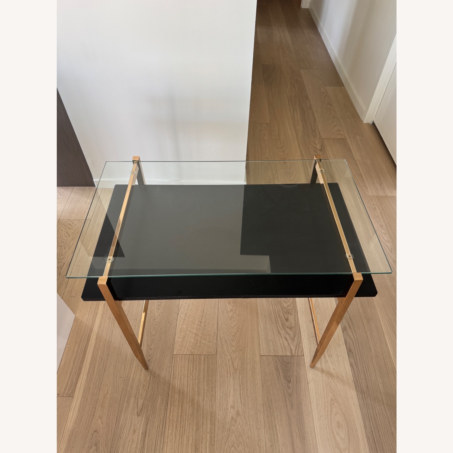 Mercer41 Geri Glass Top Metal Base Writing Desk - image-1