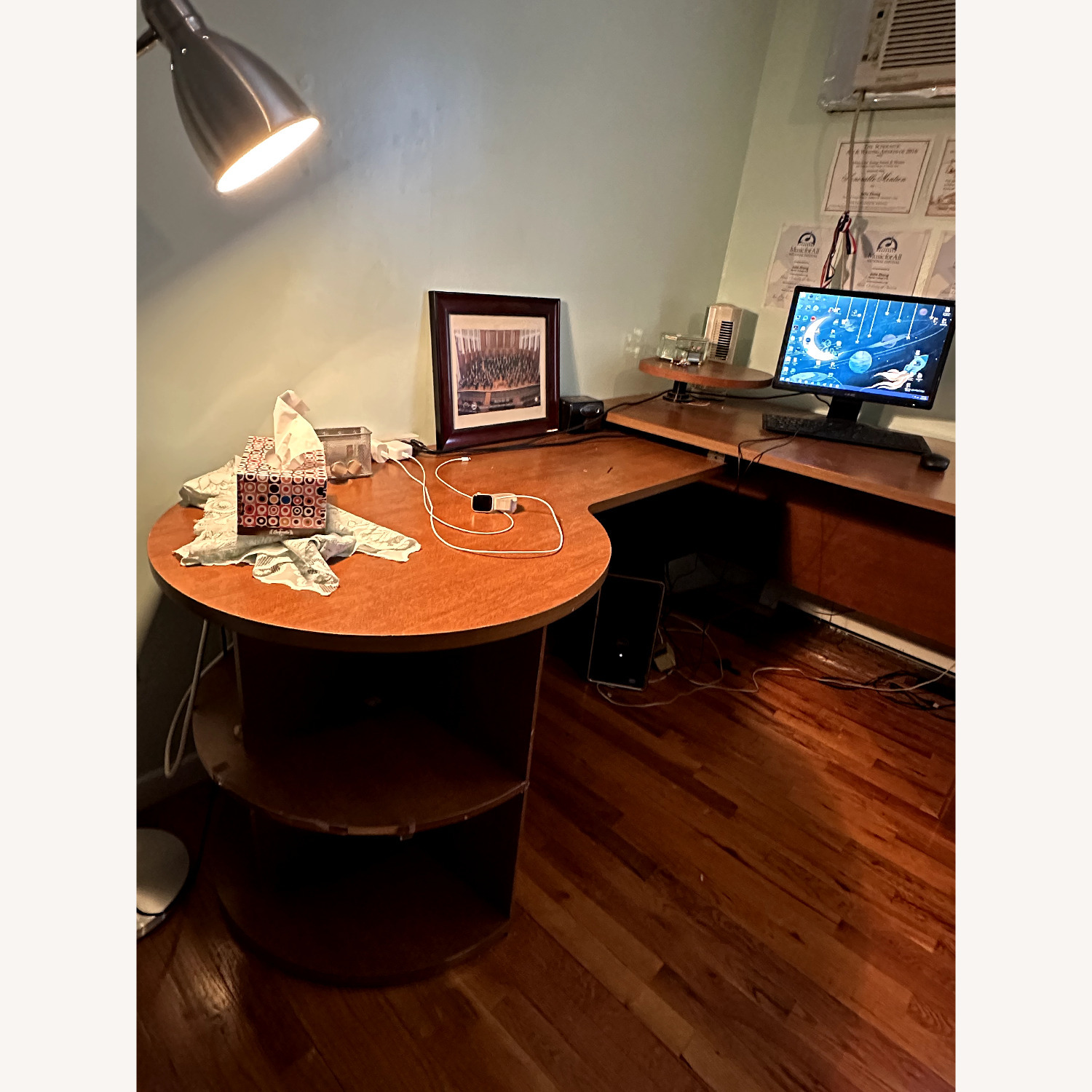 Vintage Mid-Century Modern Wooden L-Shape Desk - image-2