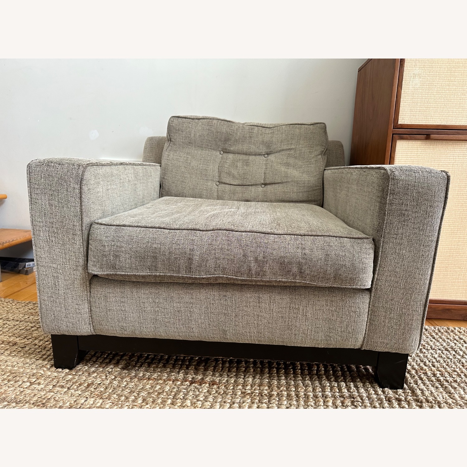 Macy’s Gray Fabric Armchair Loveseat - image-2