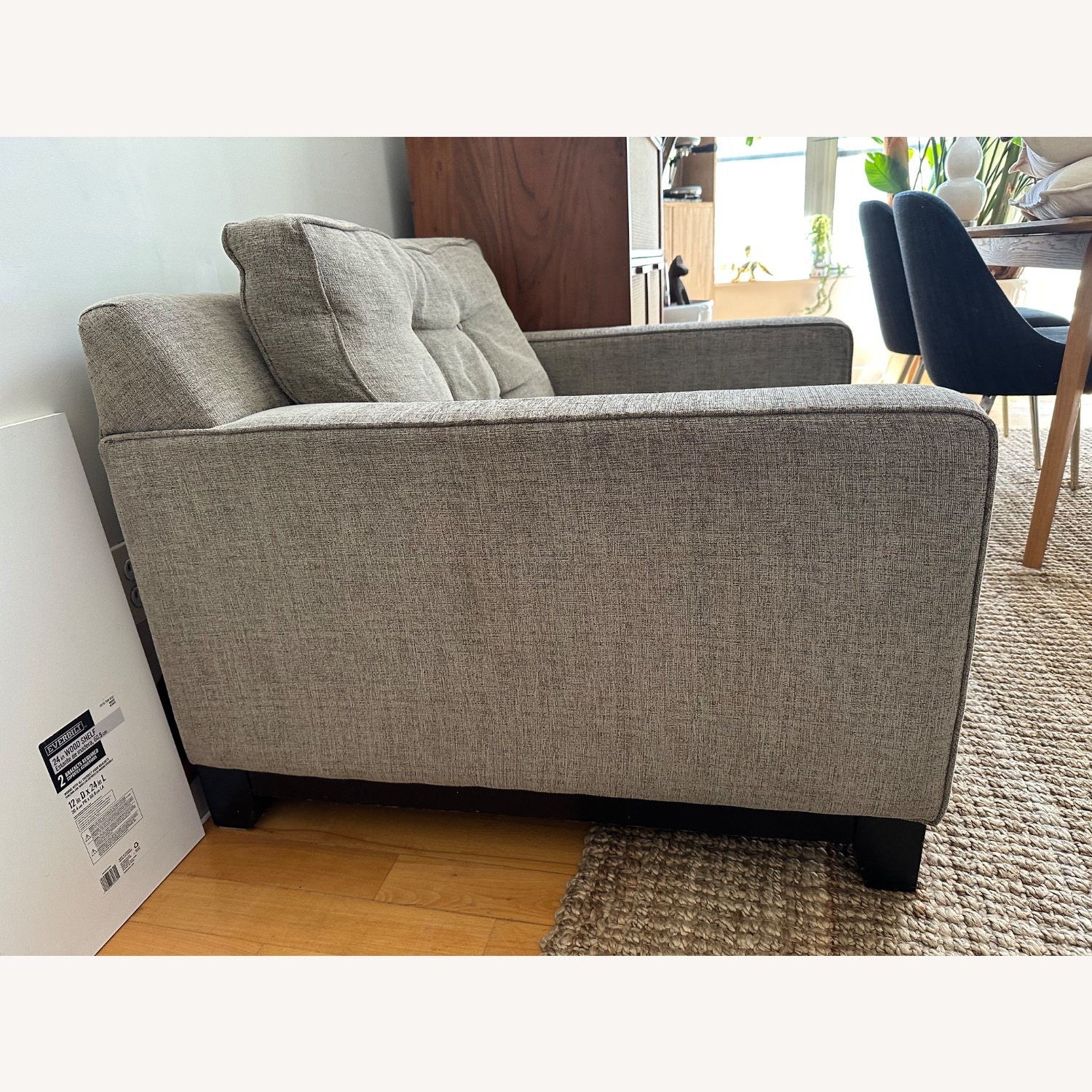 Macy’s Gray Fabric Armchair Loveseat - image-1