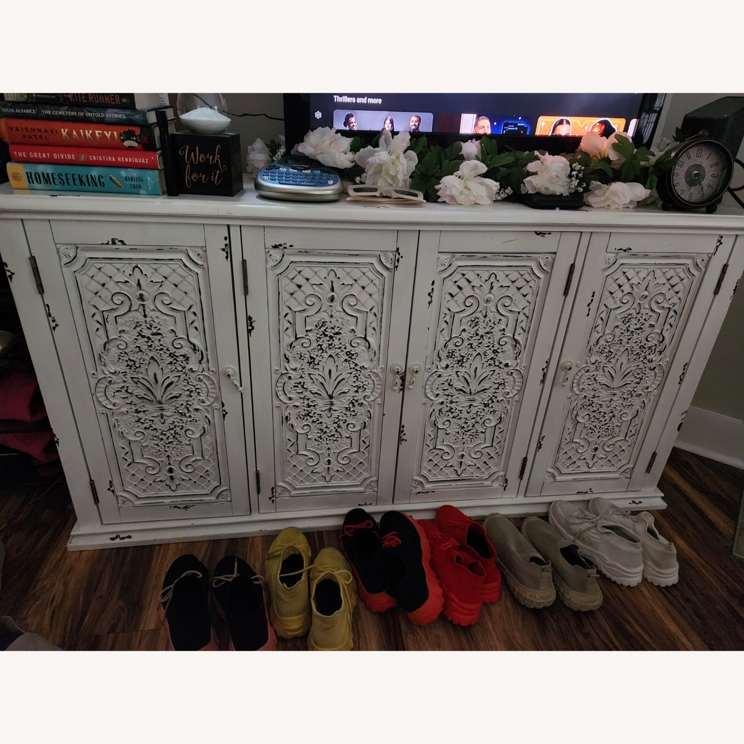 White Ornate Sideboard With Storage - image-1