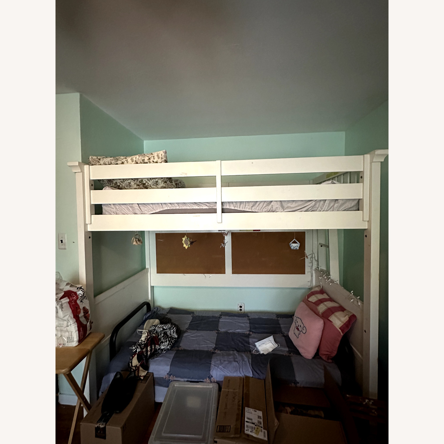 Wooden Loft Bed with Corkboard - image-1