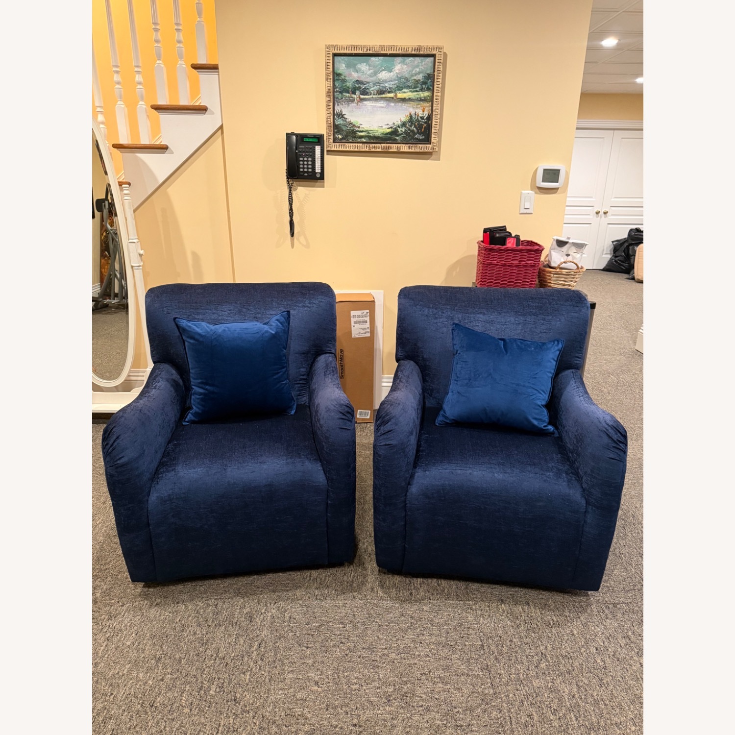 Set of 2 Blue Arm Chairs - image-1