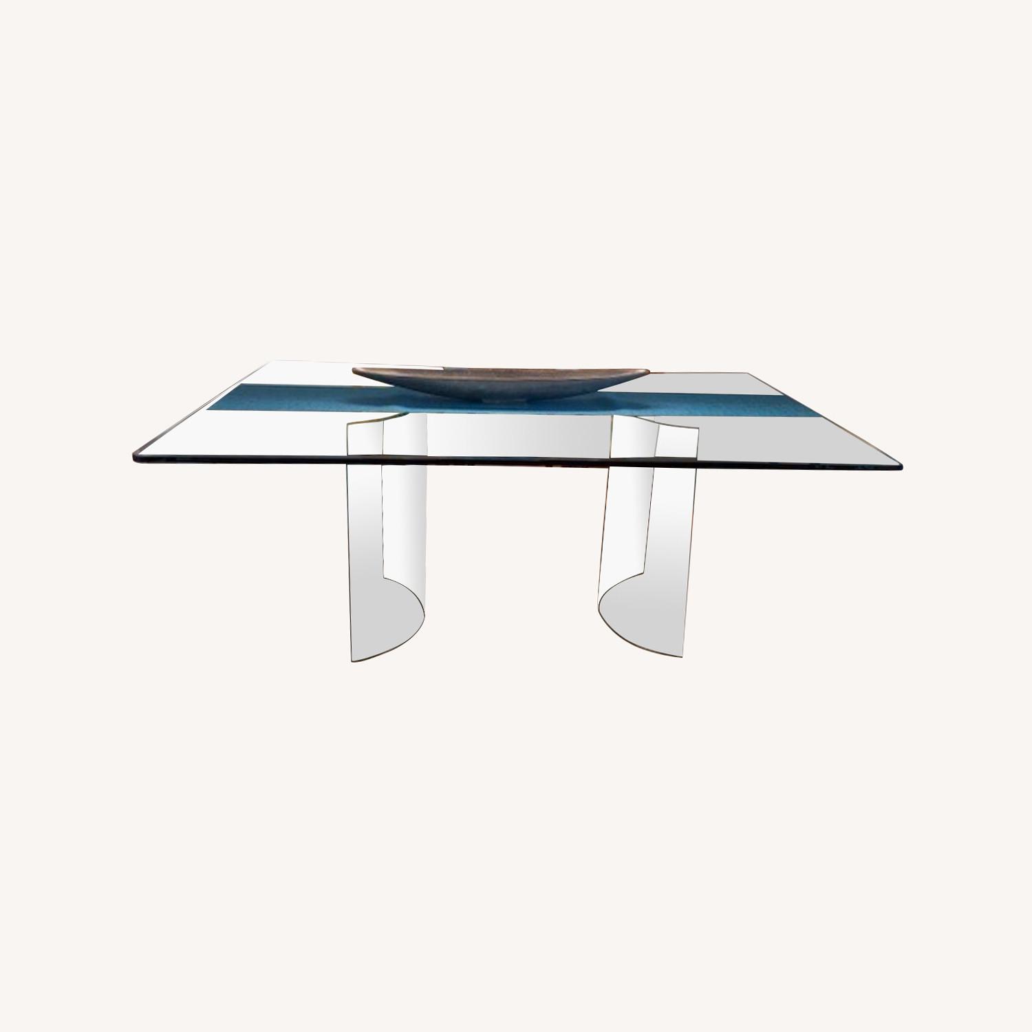Glass Dining Table with Curved Pedestal Base - image-0