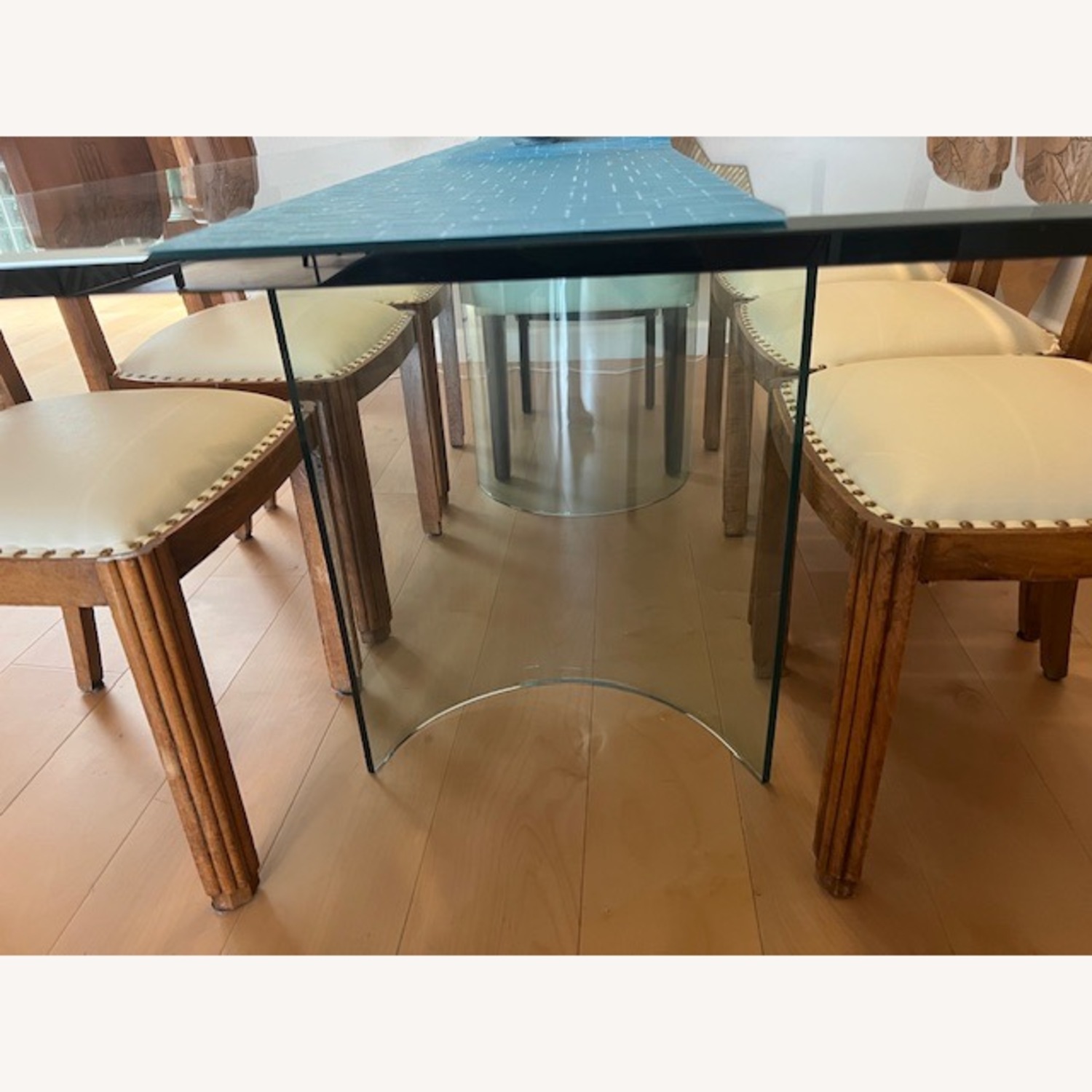 Glass Dining Table with Curved Pedestal Base - image-4