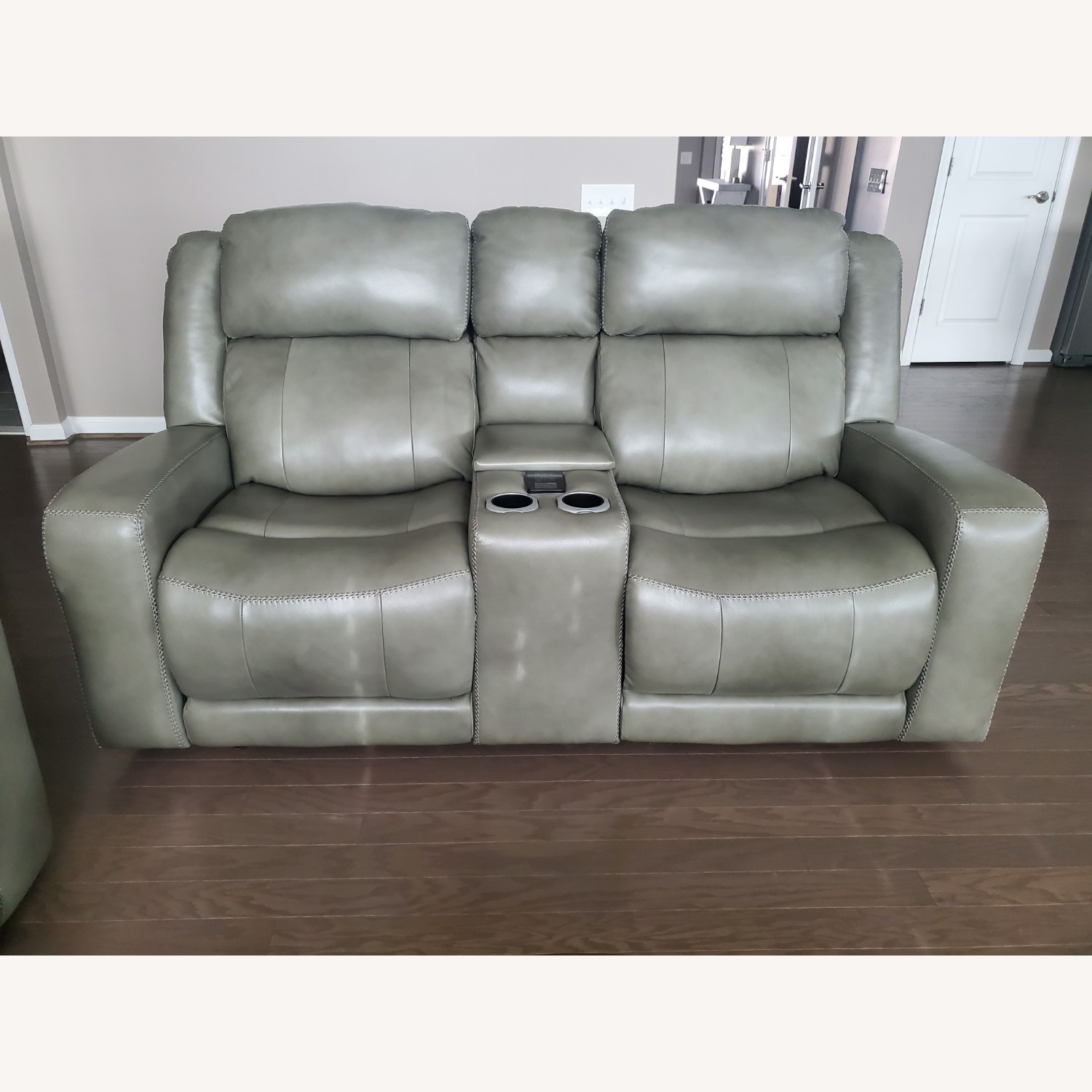 Gray Leather Sofa - image-1
