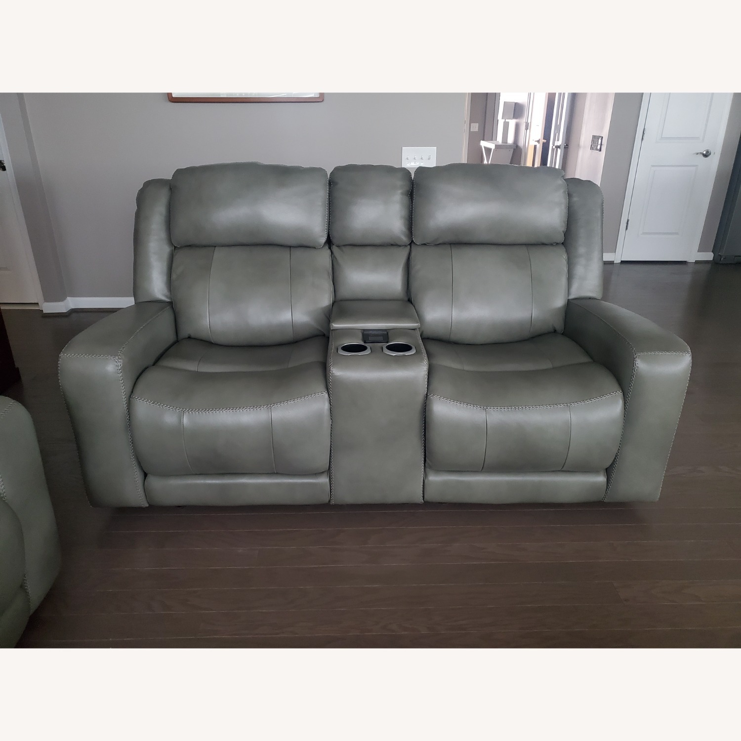 Gray Leather Sofa - image-2