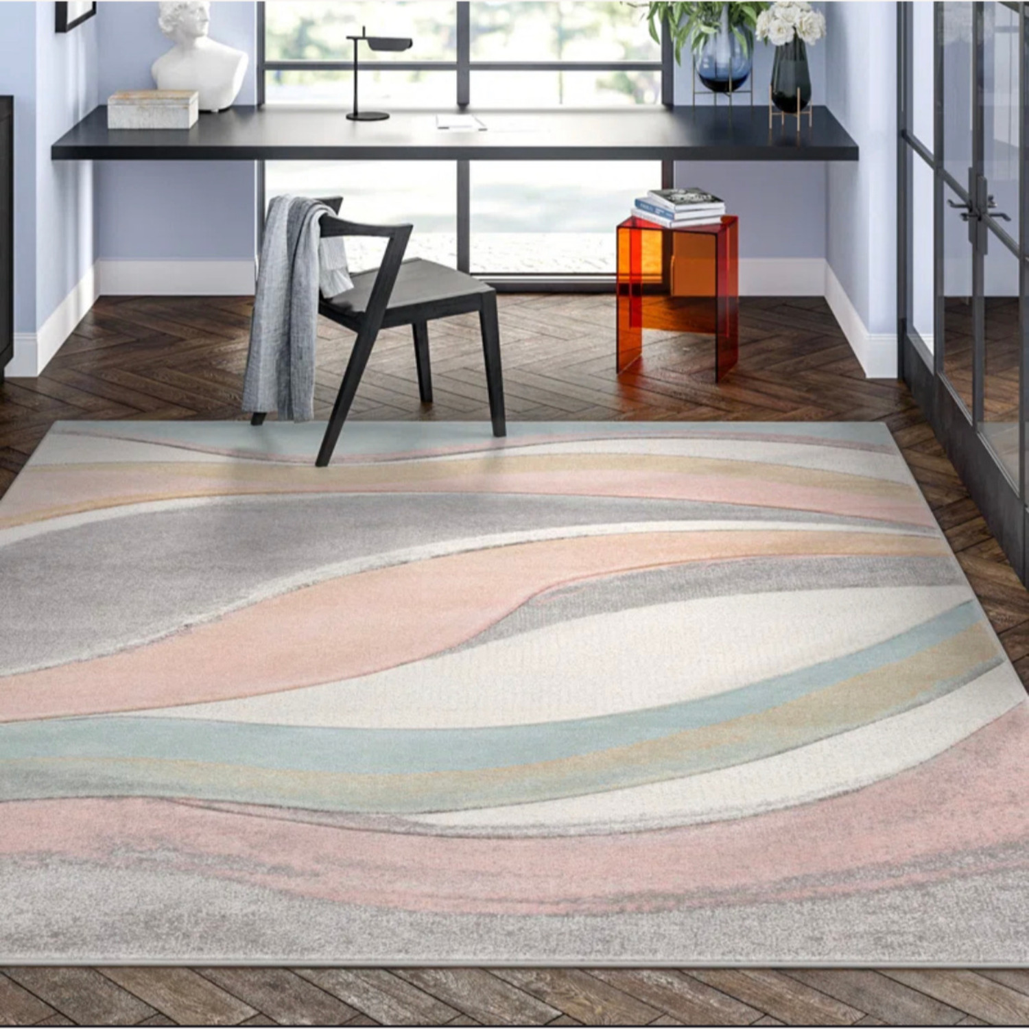 Large Area Rug - Abstract Gray/Pink/Cream - image-6