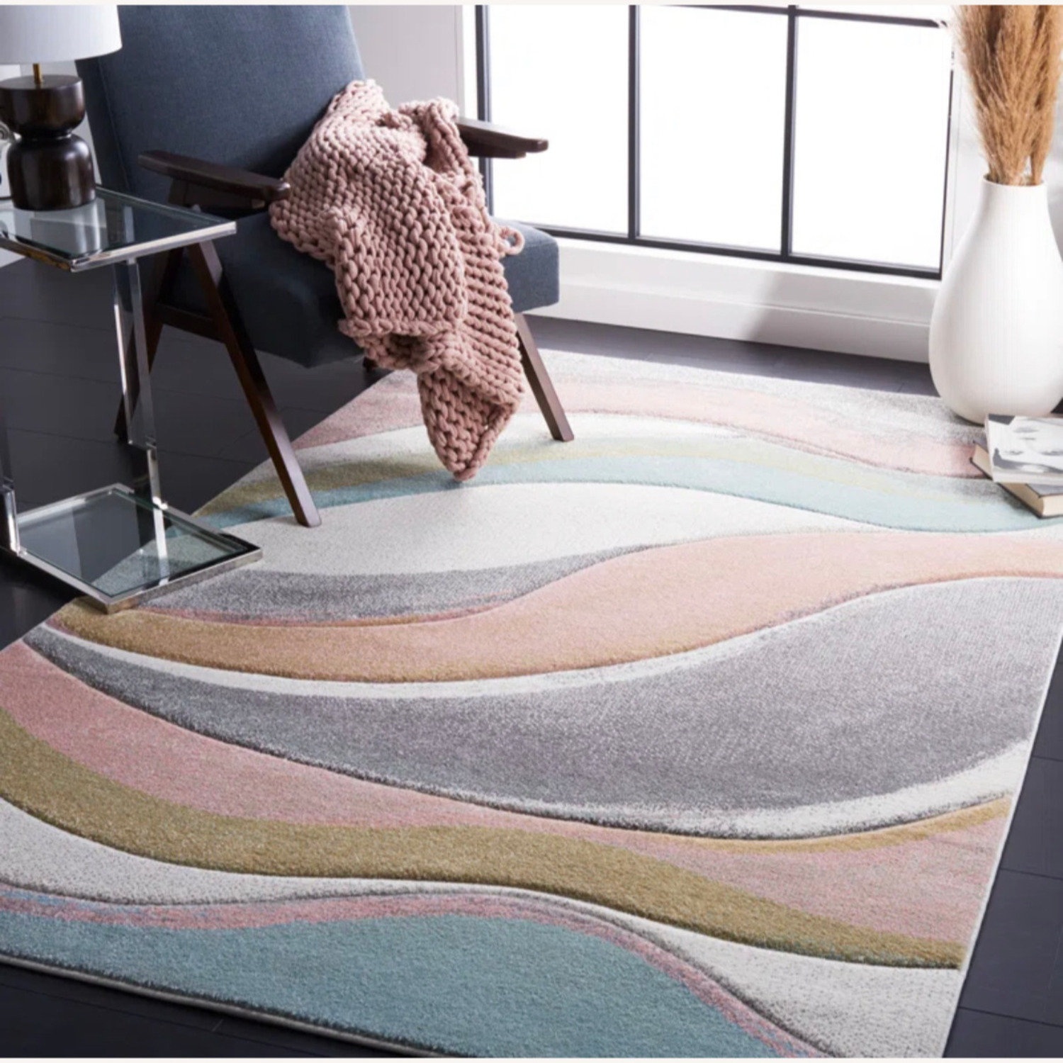 Large Area Rug - Abstract Gray/Pink/Cream - image-2
