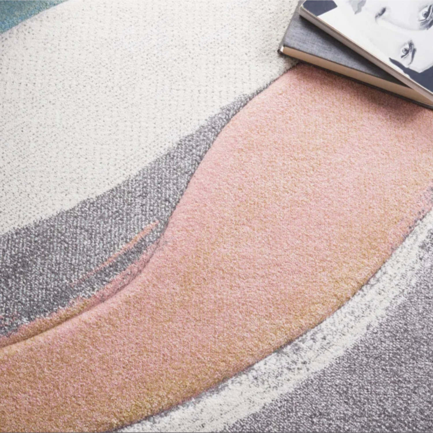 Large Area Rug - Abstract Gray/Pink/Cream - image-3
