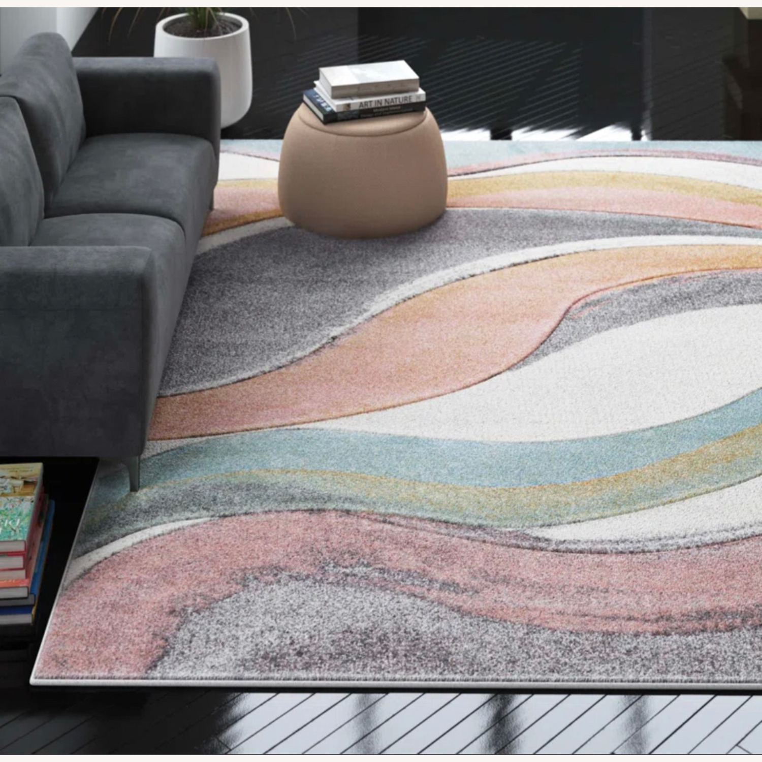 Large Area Rug - Abstract Gray/Pink/Cream - image-7