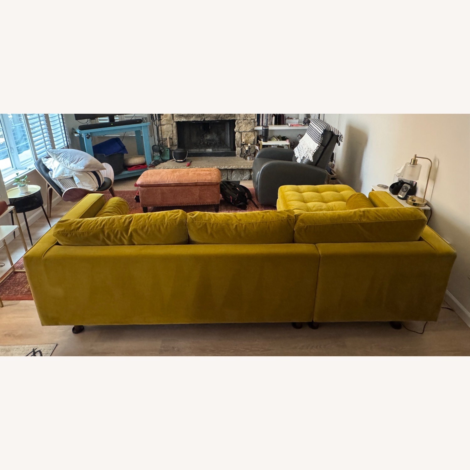 Article Sven 2+chaise Sofa in Sold Out Mustard Velvet - image-6