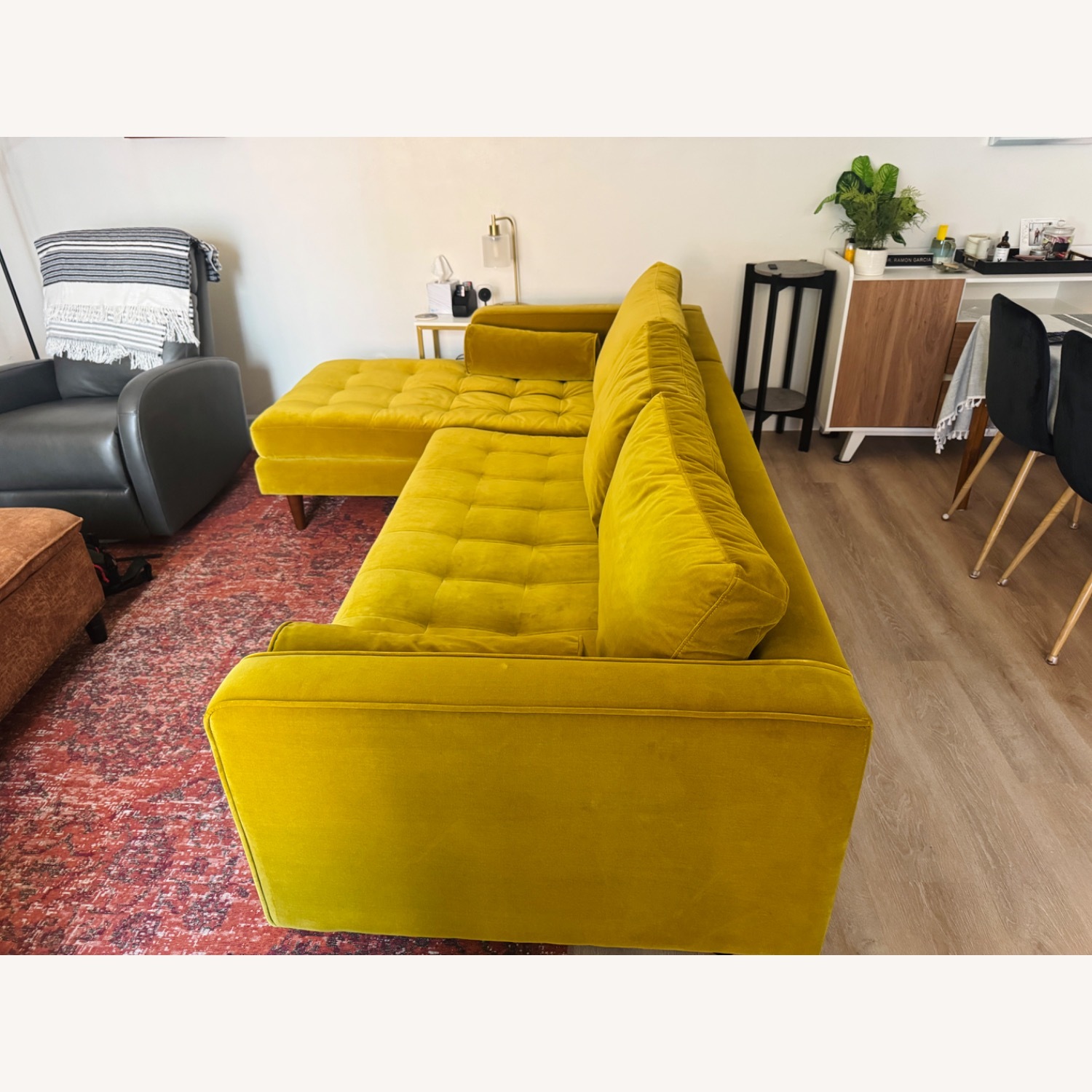 Article Sven 2+chaise Sofa in Sold Out Mustard Velvet - image-3