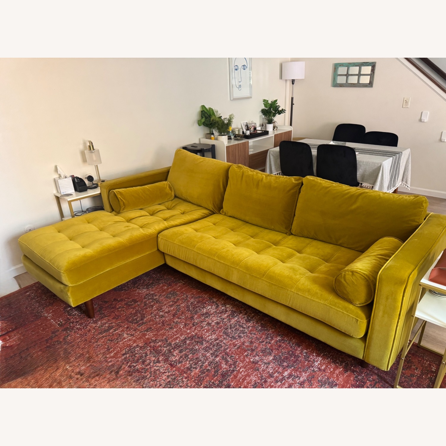 Article Sven 2+chaise Sofa in Sold Out Mustard Velvet - image-1