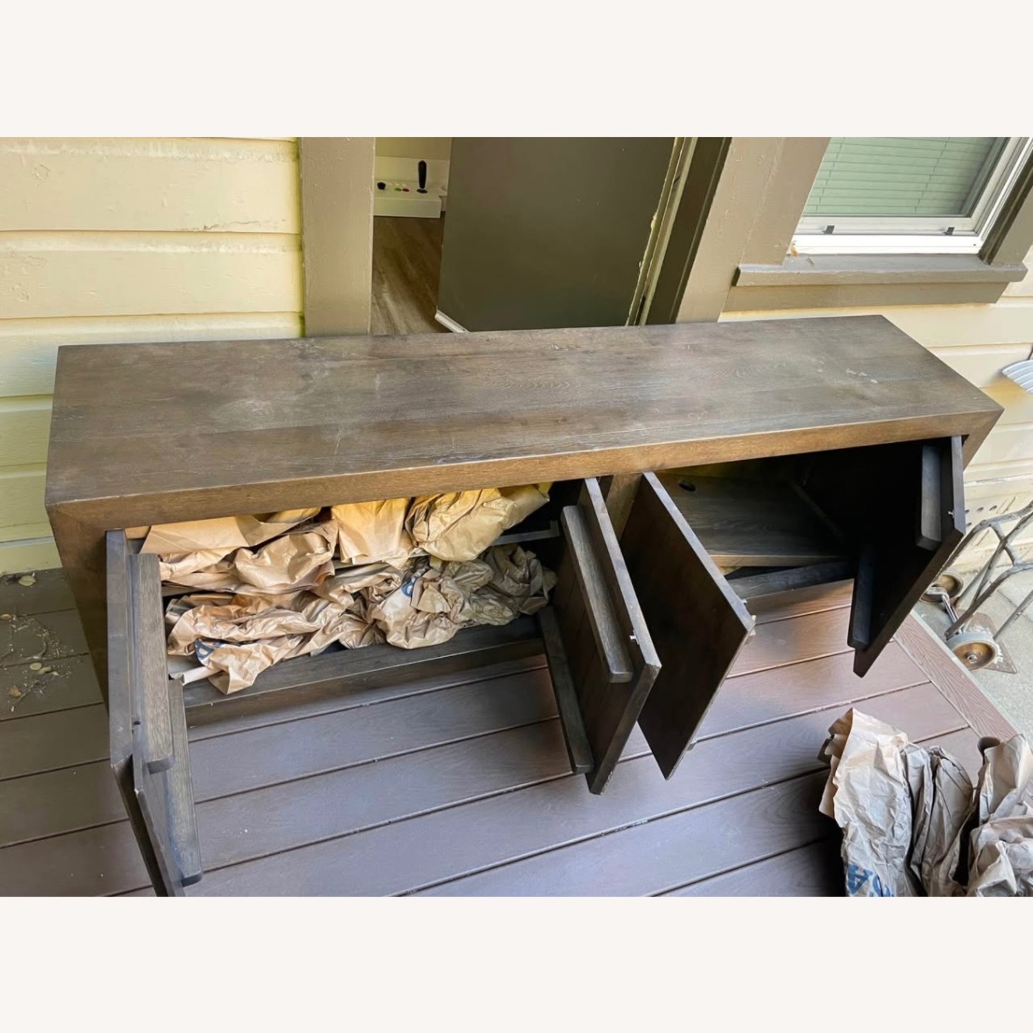 Reclaimed Brown Oak 4-Door Media Console - image-4