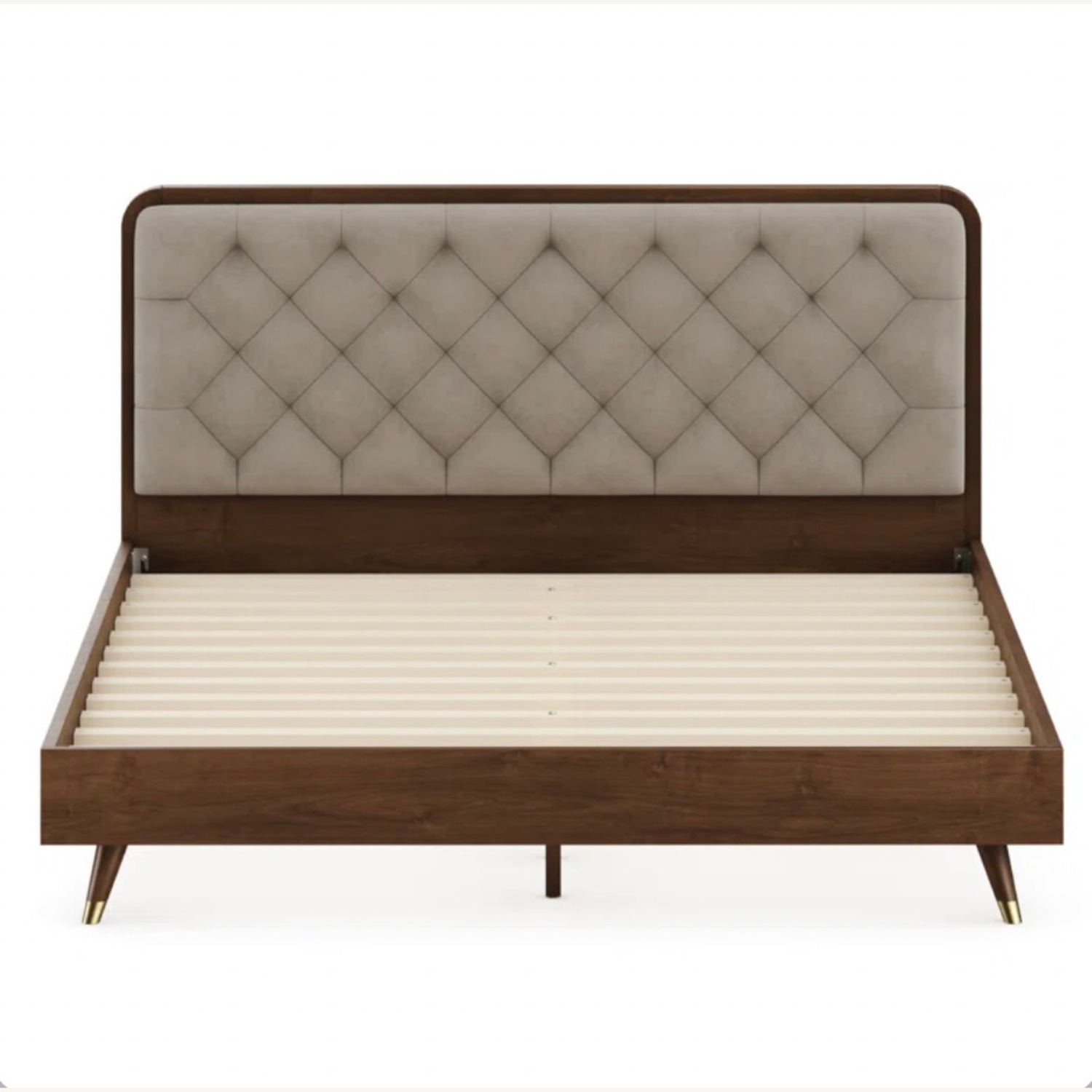 Bed Bath & Beyond Cassidy Wood Mid Century Bed Frame With Purple Headboard - image-9