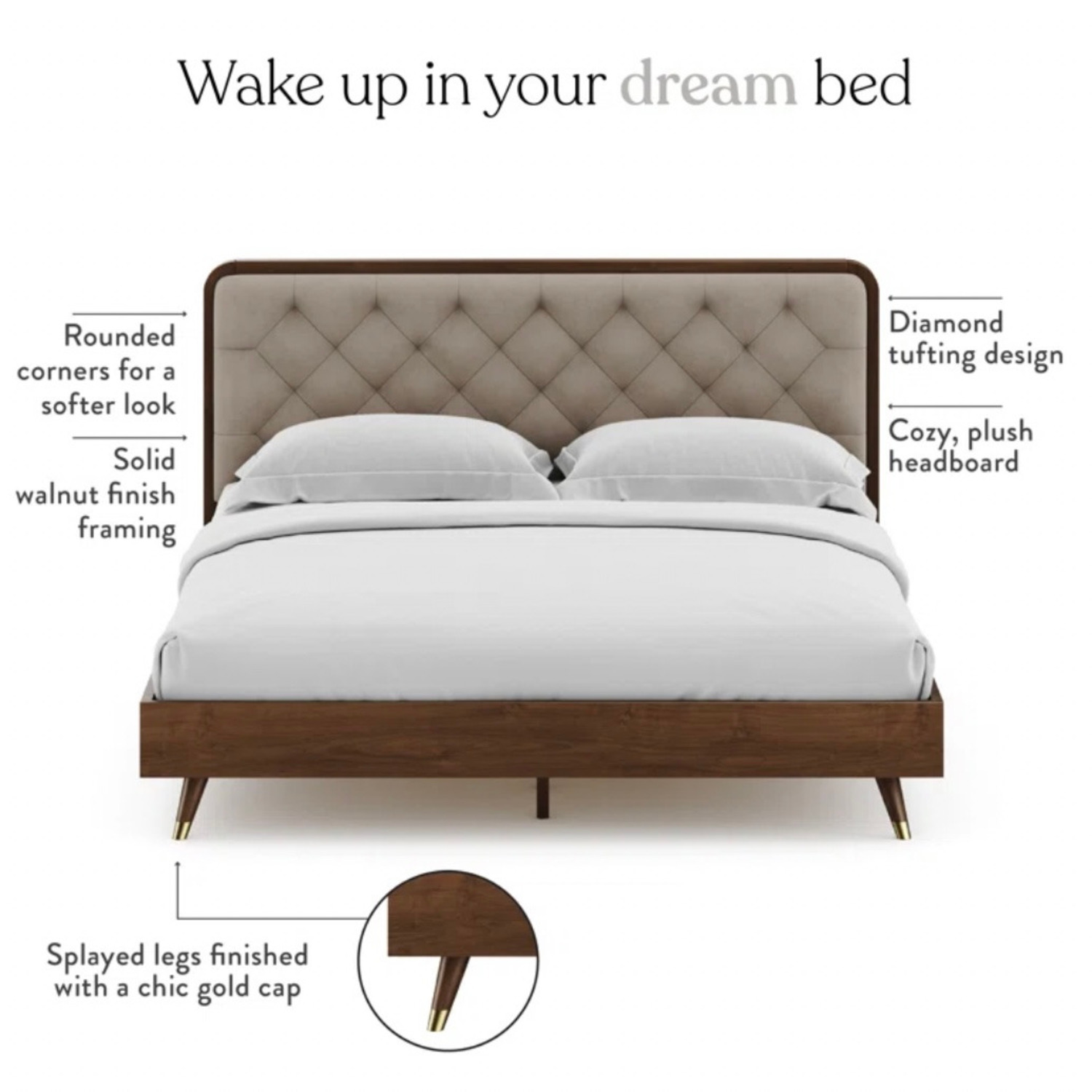 Bed Bath & Beyond Cassidy Wood Mid Century Bed Frame With Purple Headboard - image-11