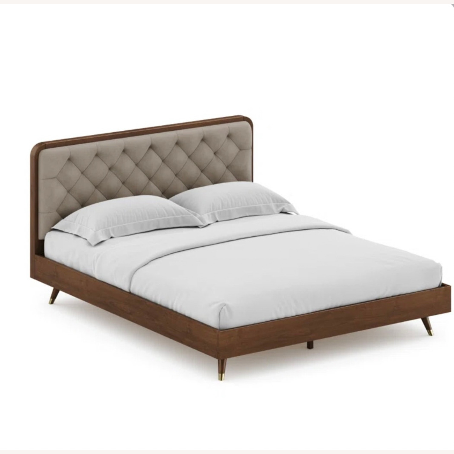 Bed Bath & Beyond Cassidy Wood Mid Century Bed Frame With Purple Headboard - image-8