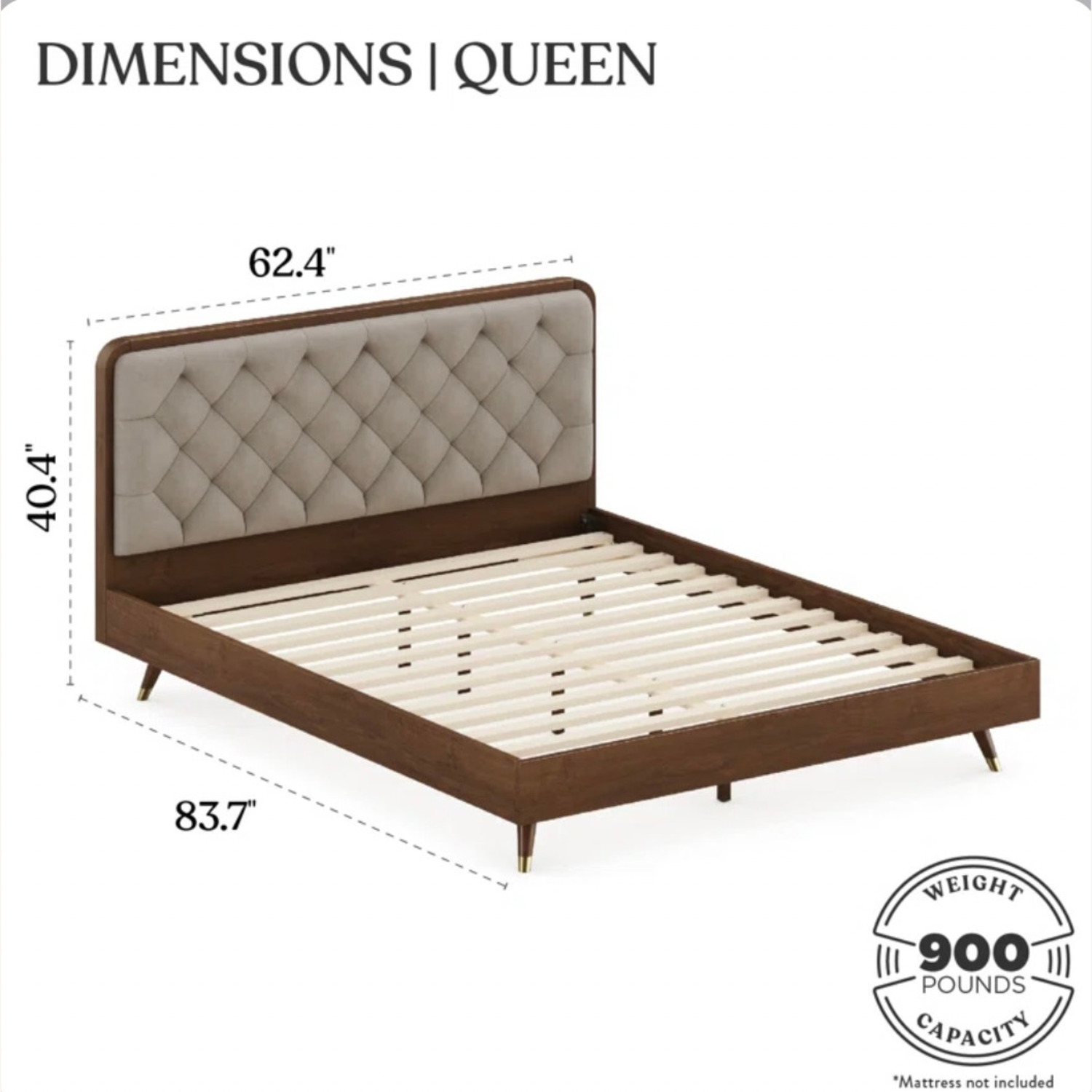 Bed Bath & Beyond Cassidy Wood Mid Century Bed Frame With Purple Headboard - image-4