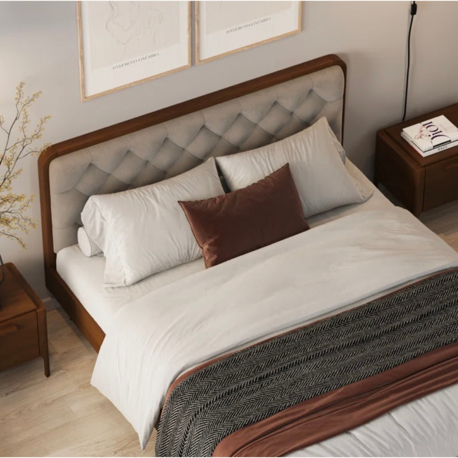 Bed Bath & Beyond Cassidy Wood Mid Century Bed Frame With Purple Headboard - image-12