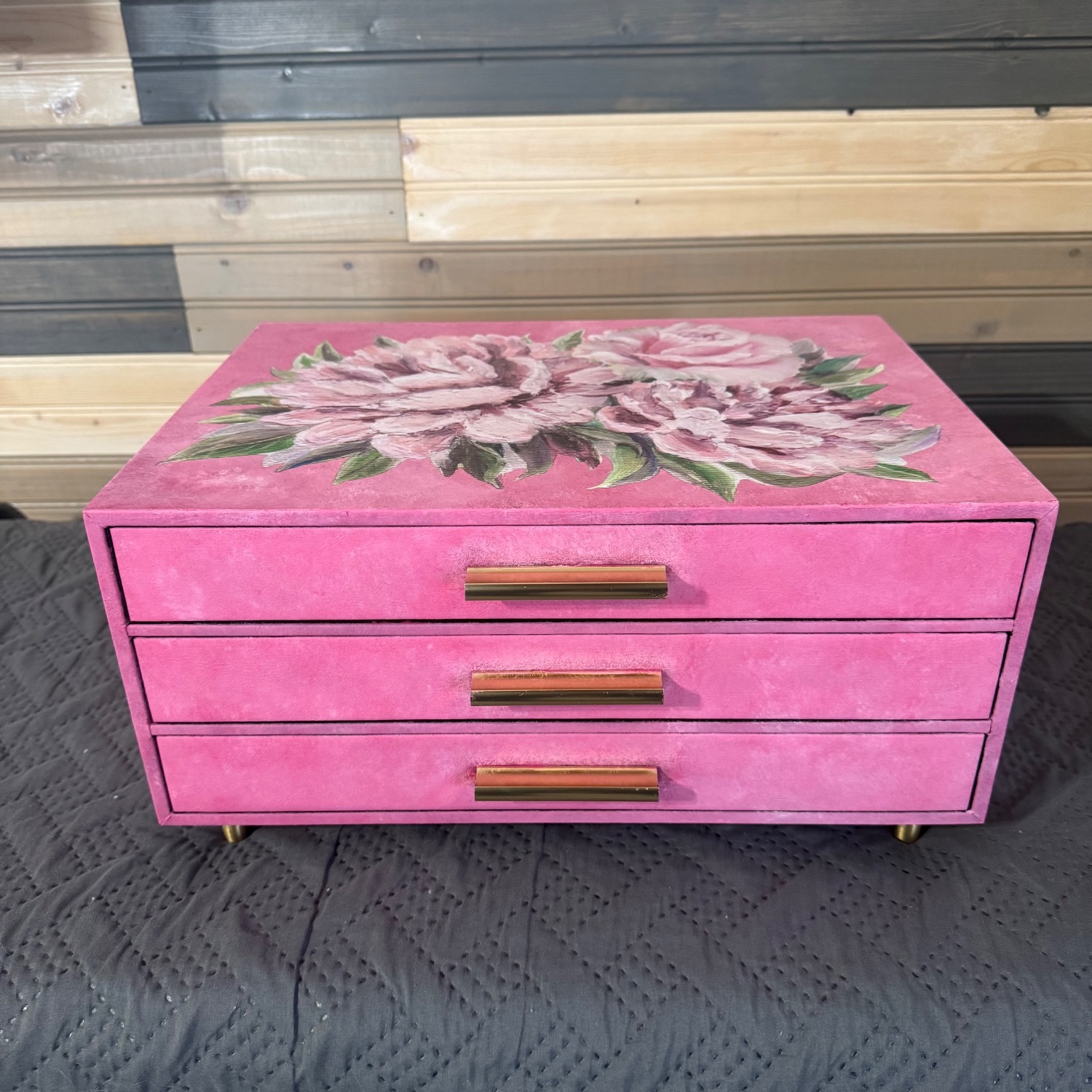 Wide Jewelry Box w 3 Drawers - image-1