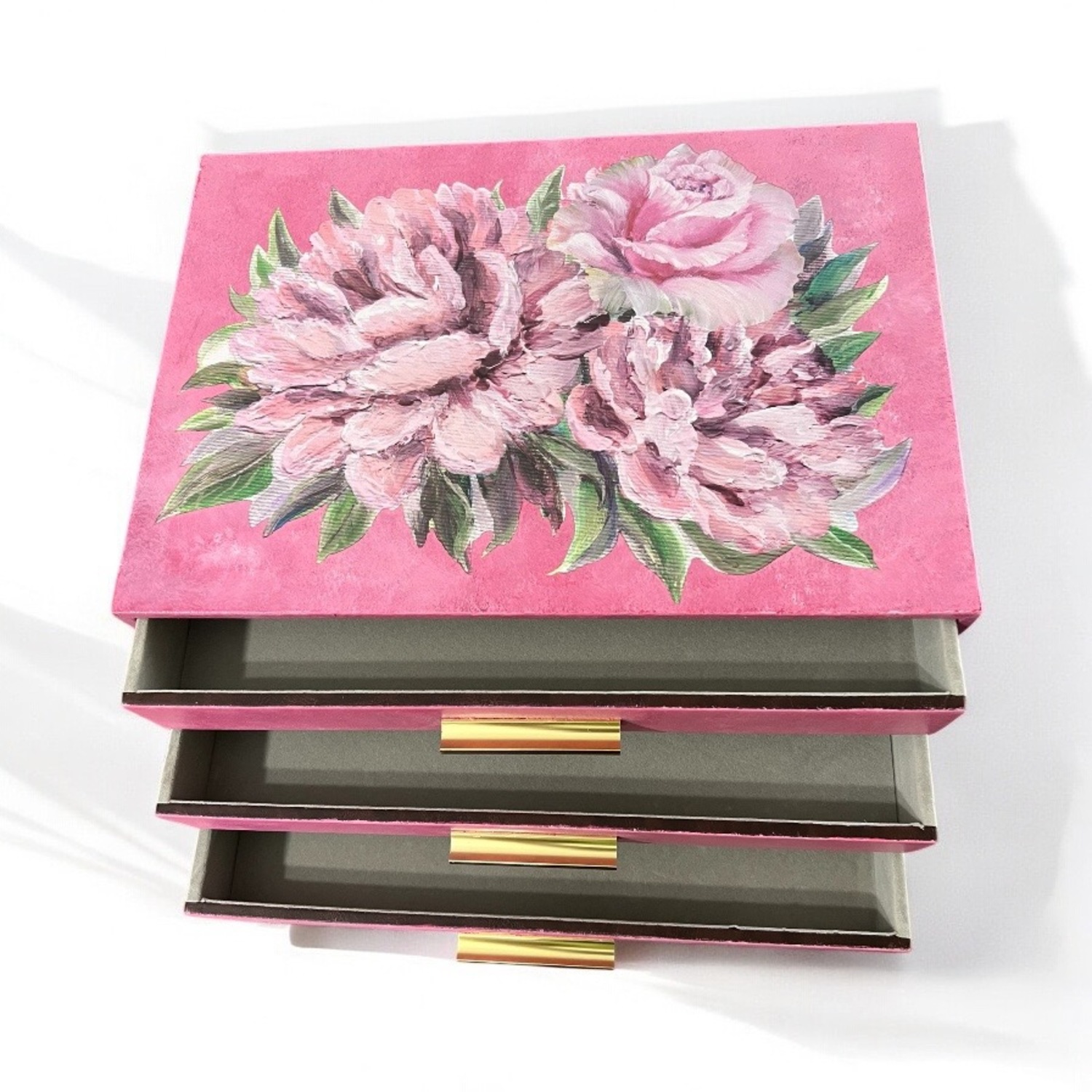 Wide Jewelry Box w 3 Drawers - image-9