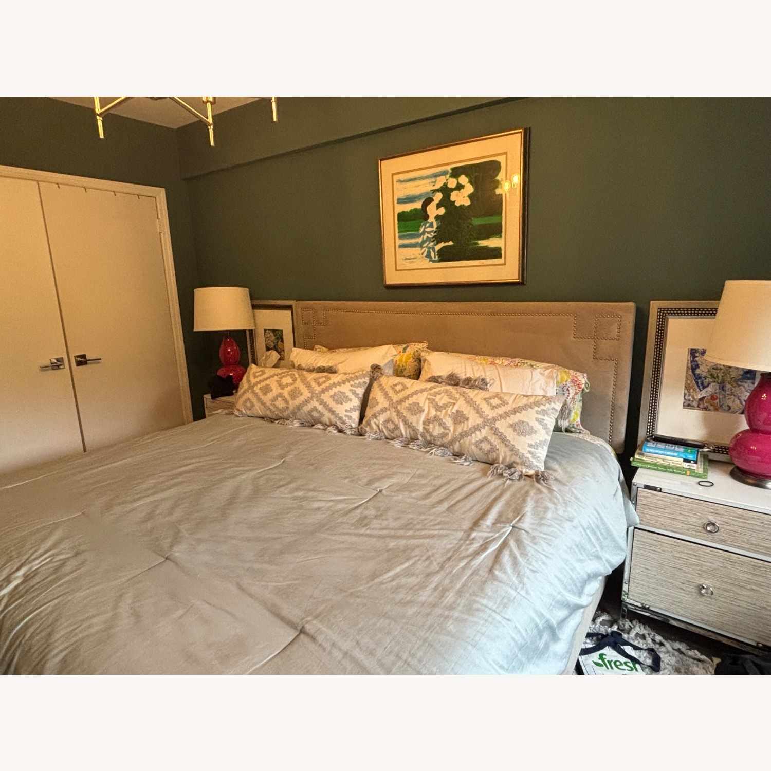 One Kings Lane King sized Gray Bed - image-0