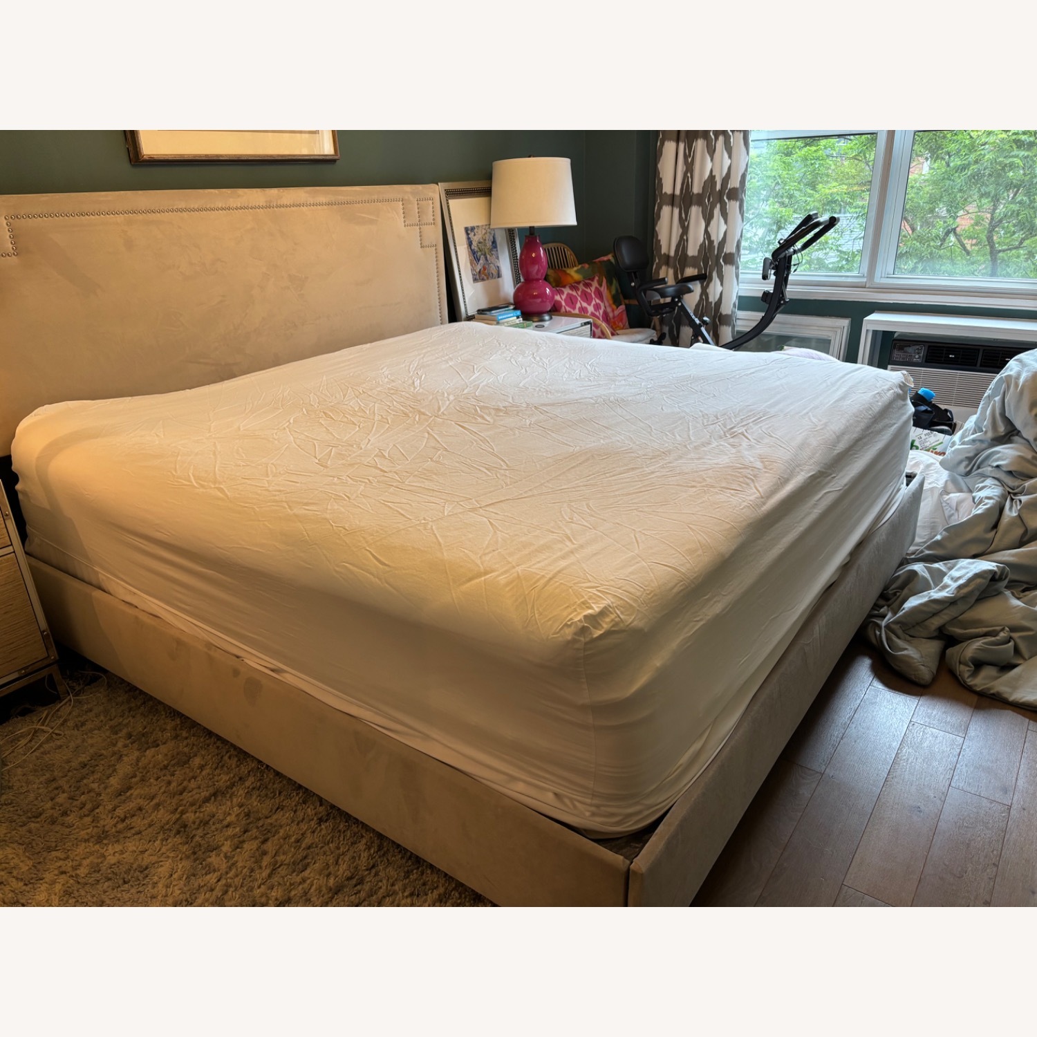 One Kings Lane King sized Gray Bed - image-1