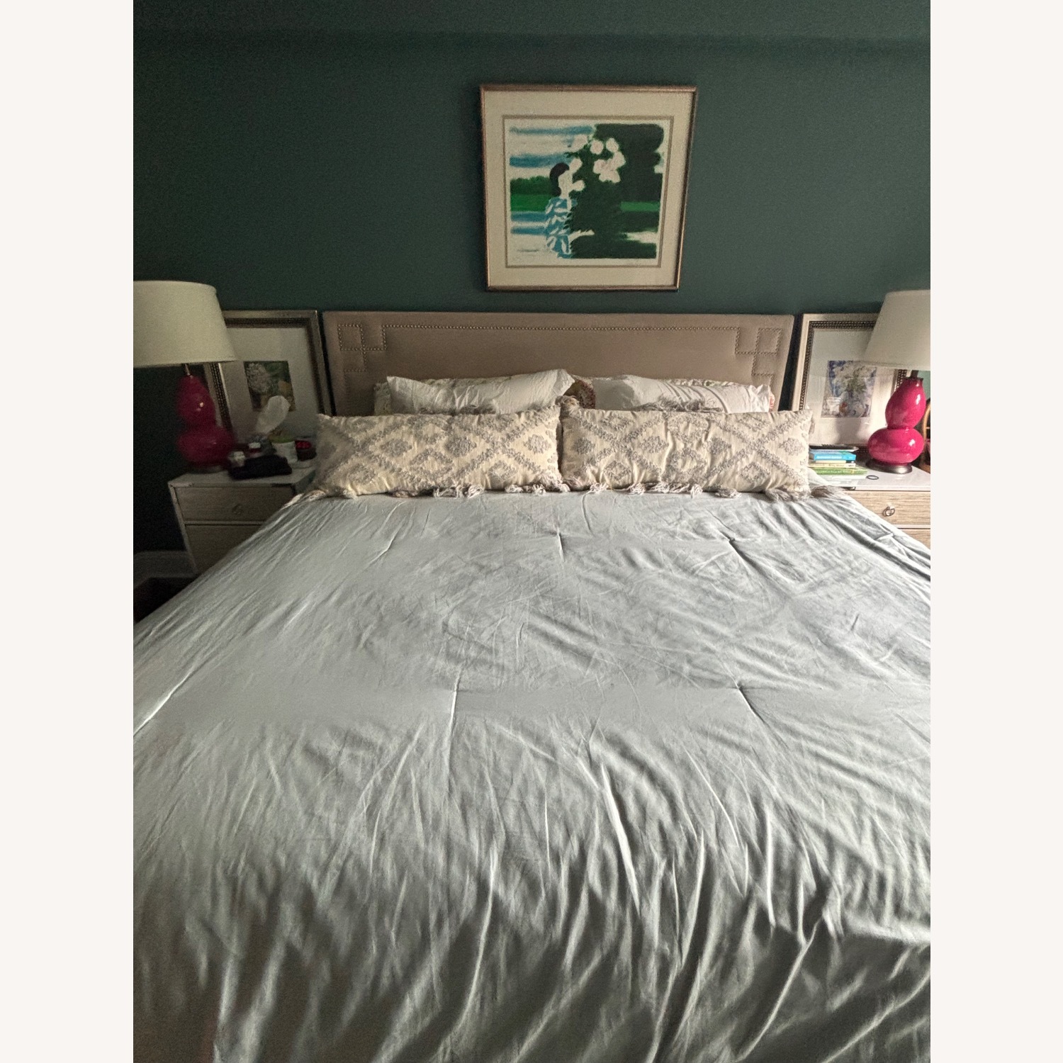 One Kings Lane King sized Gray Bed - image-3