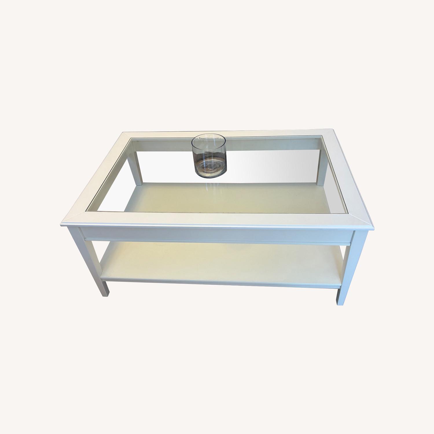 White Wood and Glass Coffee Table - image-0