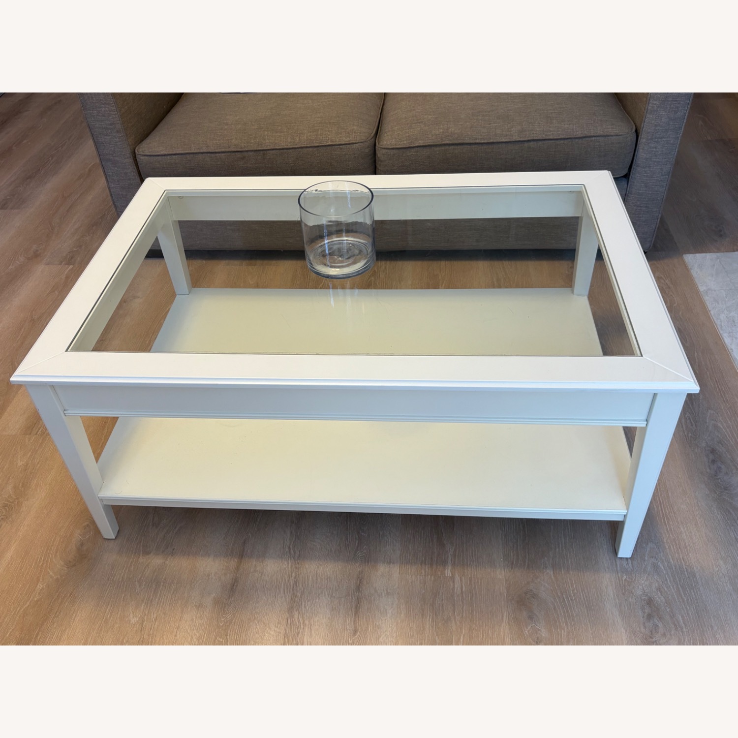 White Wood and Glass Coffee Table - image-4