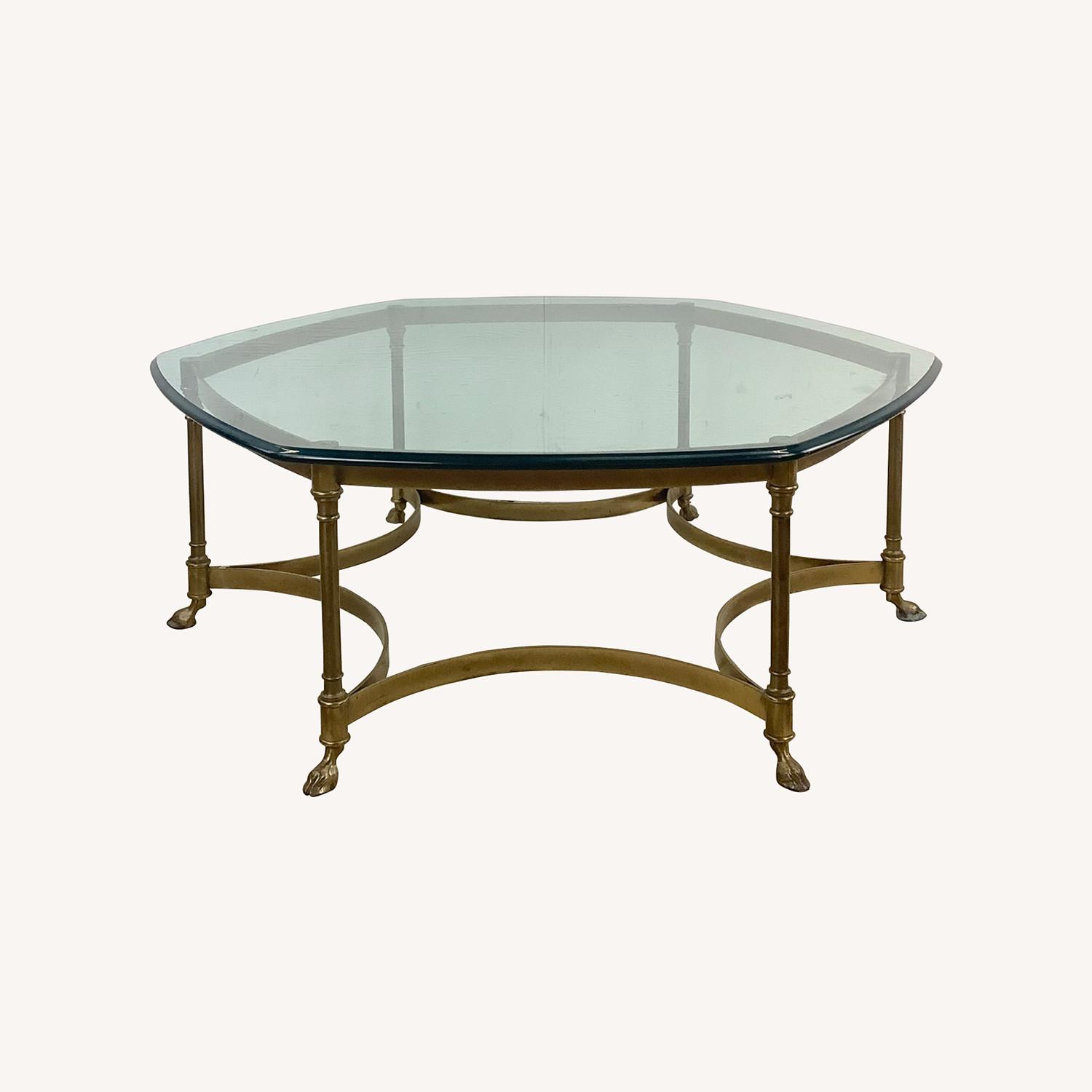 Vintage Modern Brass and Glass Coffee Table - image-0