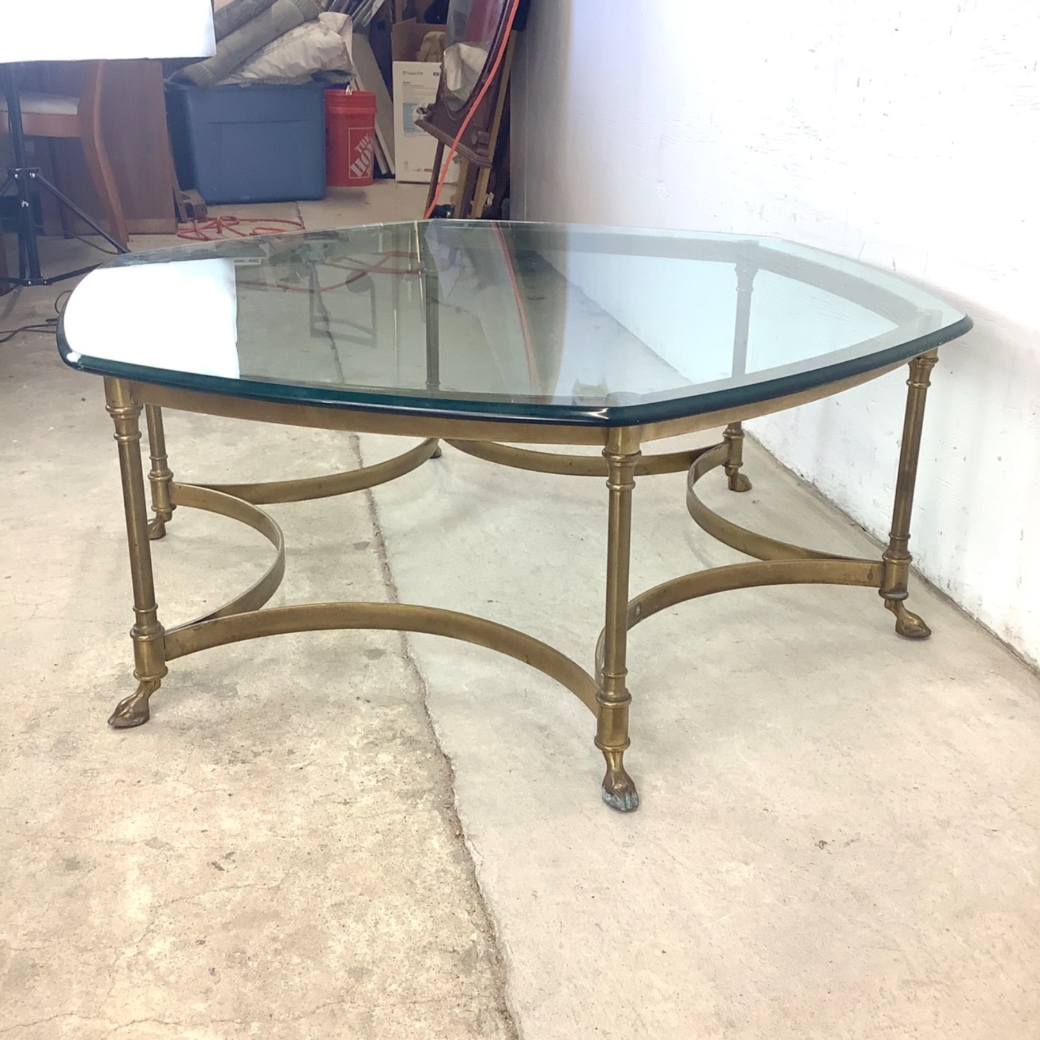 Vintage Modern Brass and Glass Coffee Table - image-14